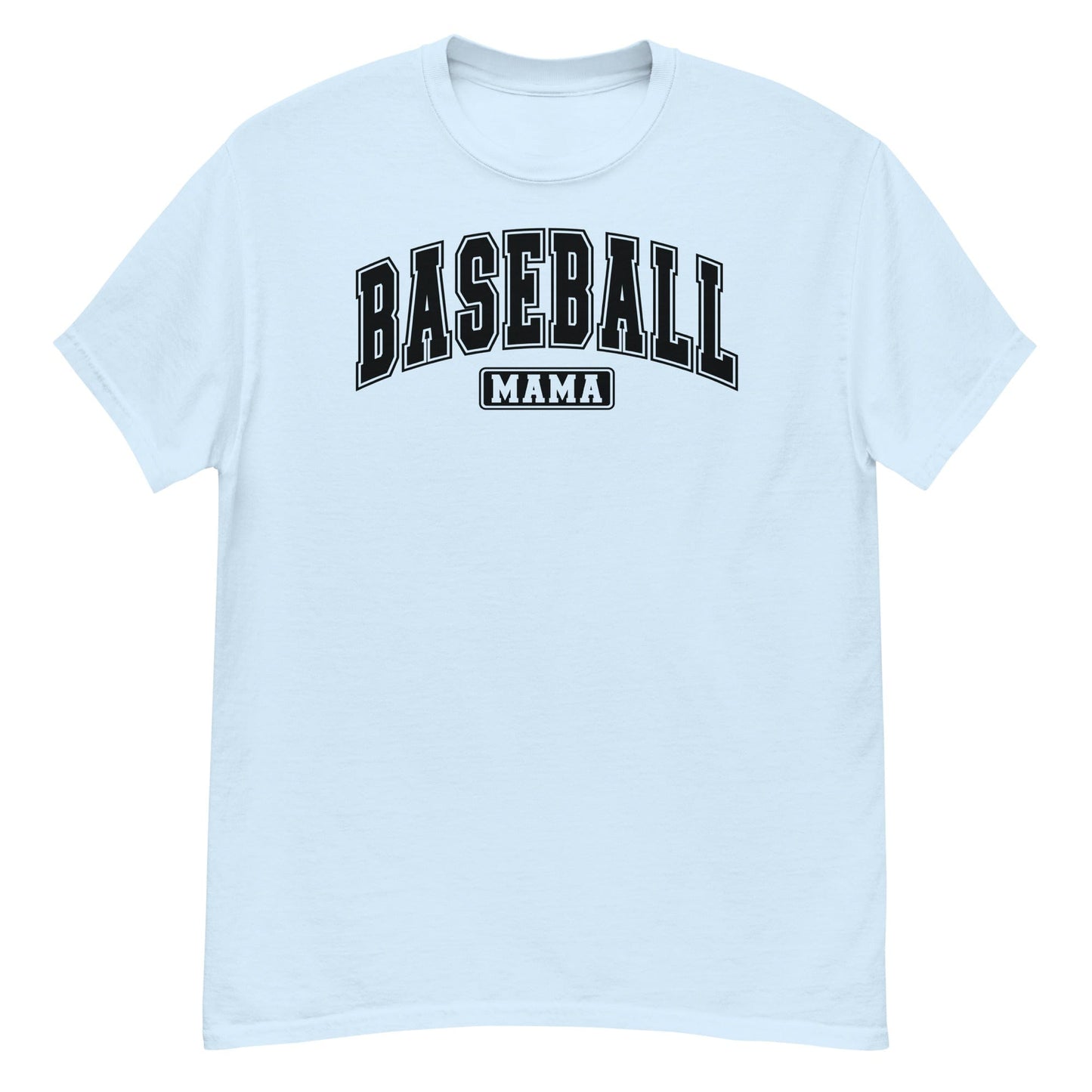 Varsity Style Baseball Mama Shirt - Black Text Light Blue / S Spirit Gear Collective T-Shirt