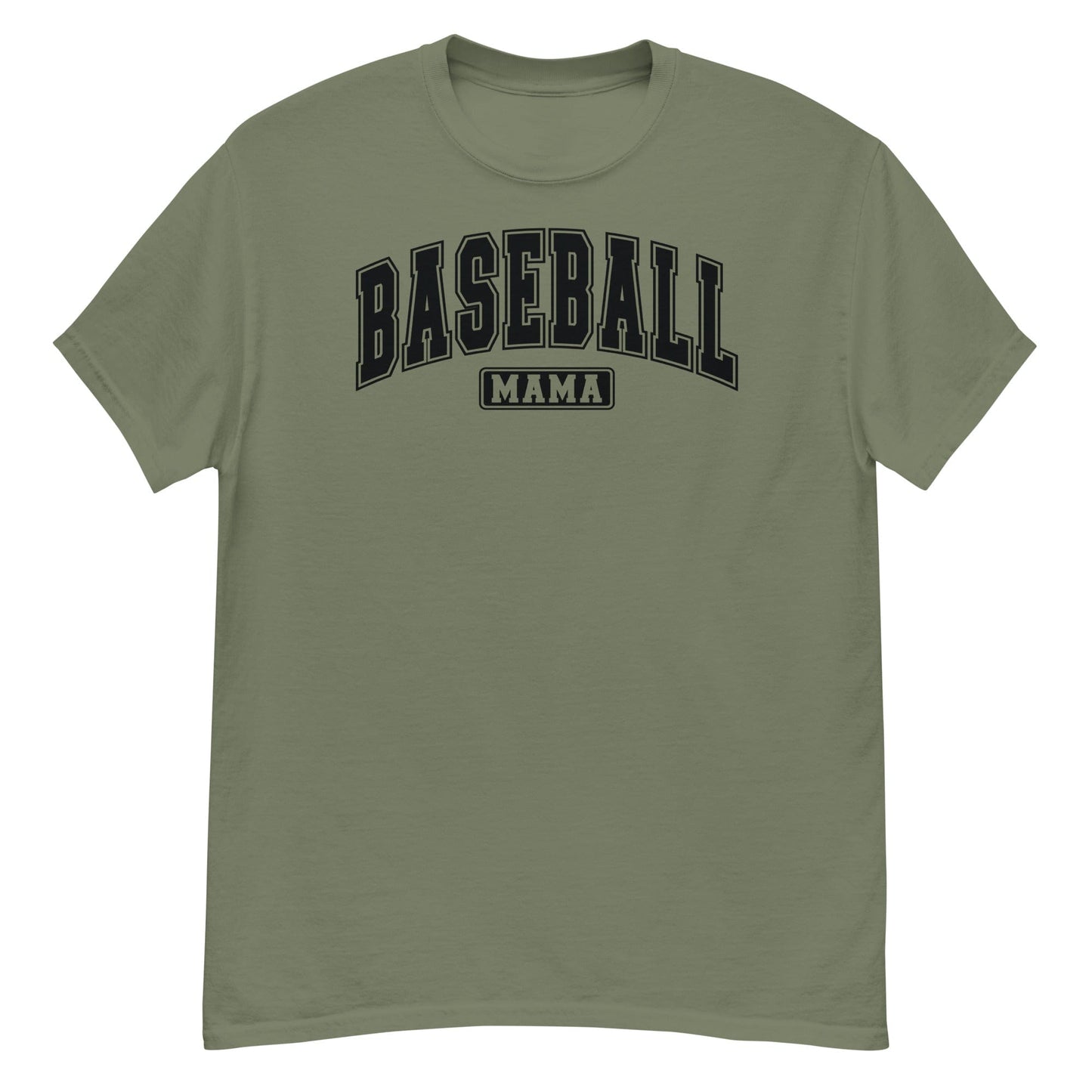 Varsity Style Baseball Mama Shirt - Black Text Military Green / S Spirit Gear Collective T-Shirt