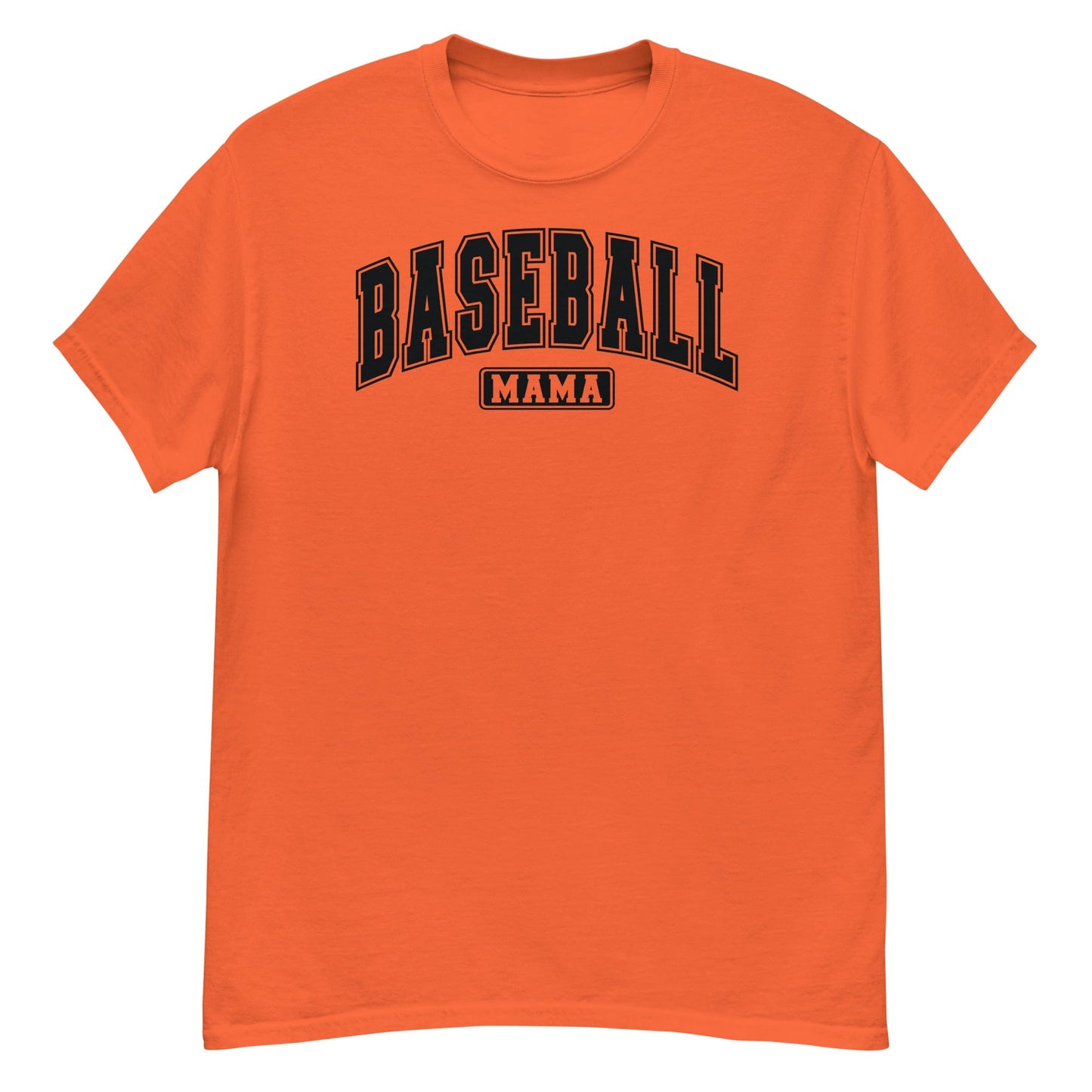 Varsity Style Baseball Mama Shirt - Black Text Orange / S Spirit Gear Collective T-Shirt