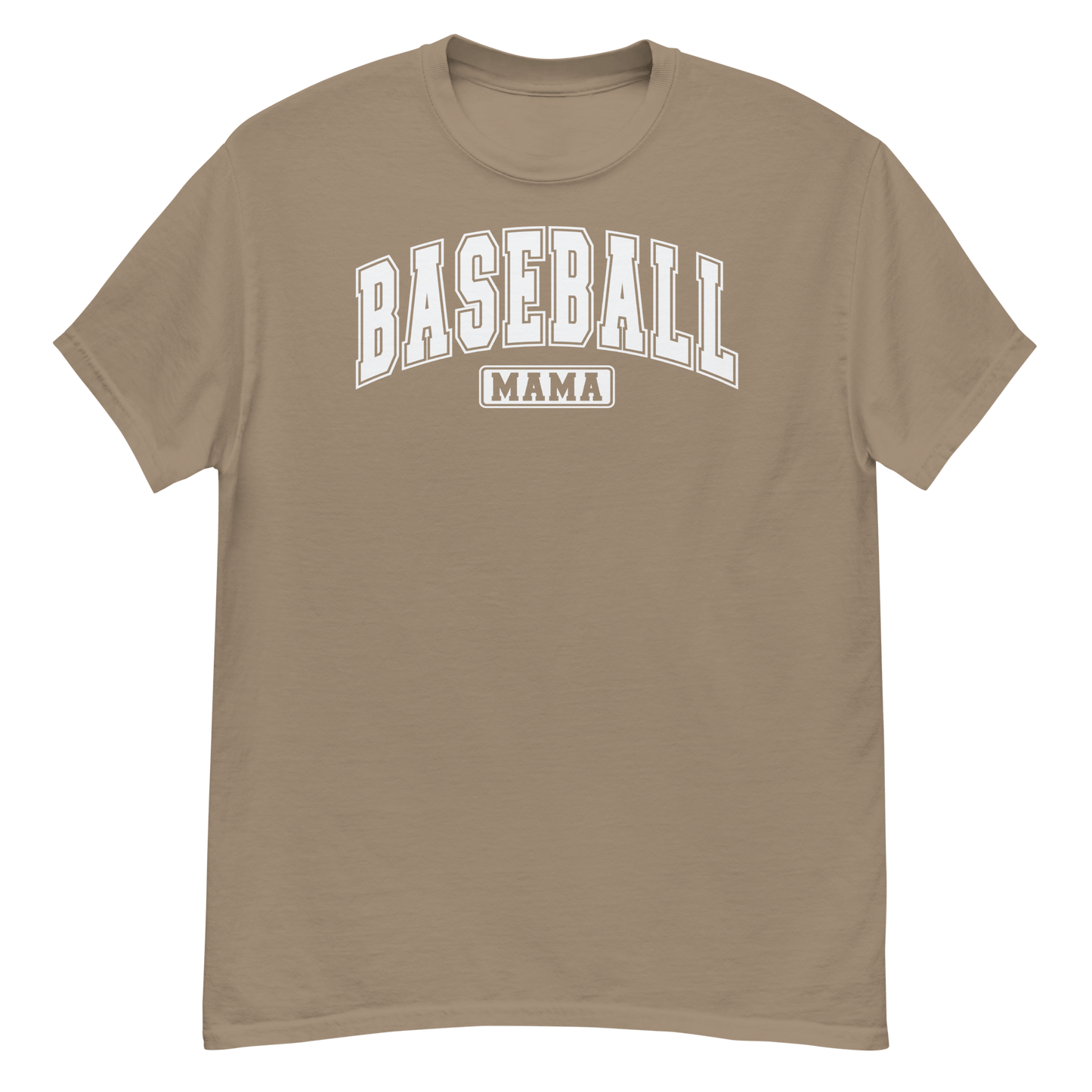 Varsity Style Baseball Mama Shirt - White Text Brown Savana / S Spirit Gear Collective T-Shirt