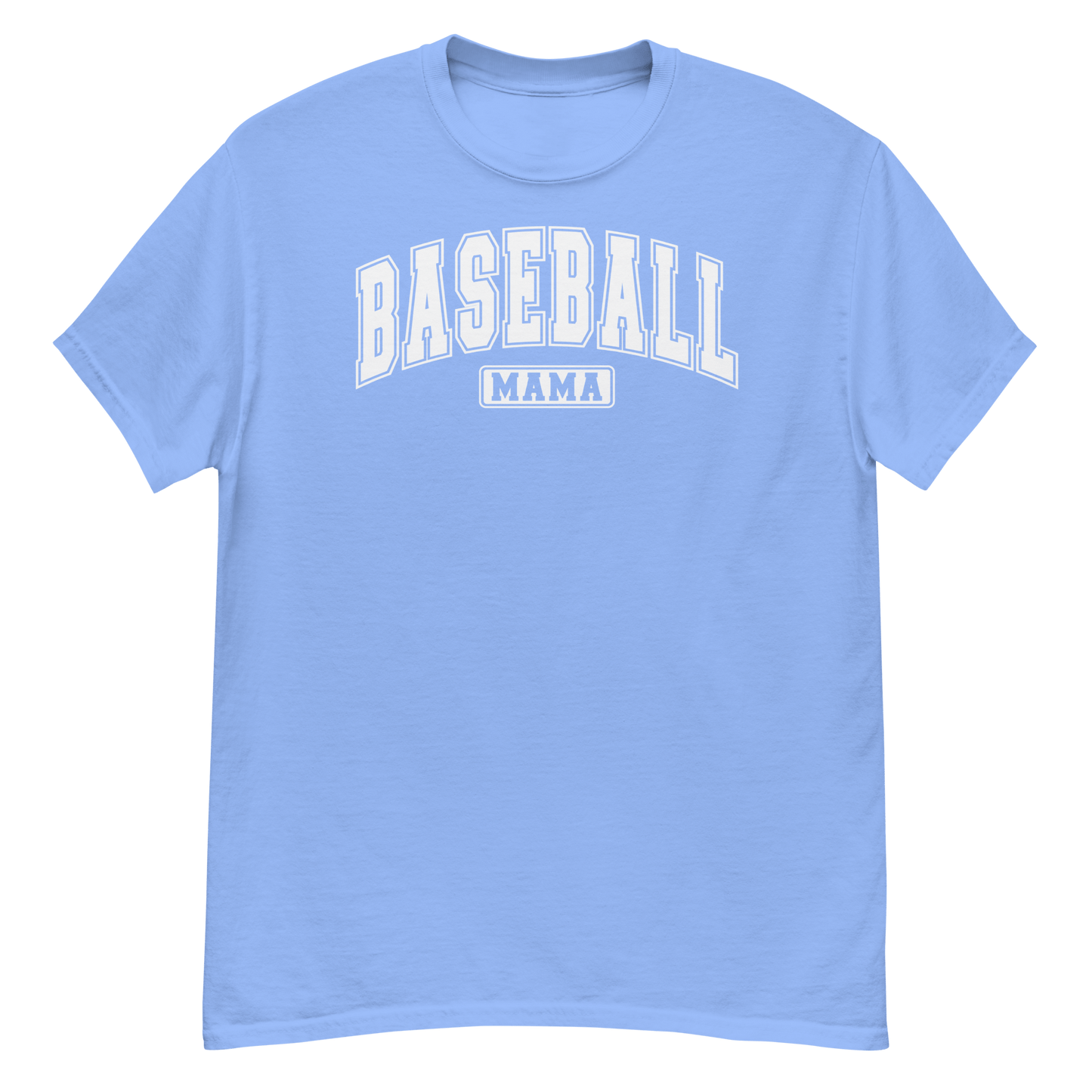 Varsity Style Baseball Mama Shirt - White Text Carolina Blue / S Spirit Gear Collective T-Shirt