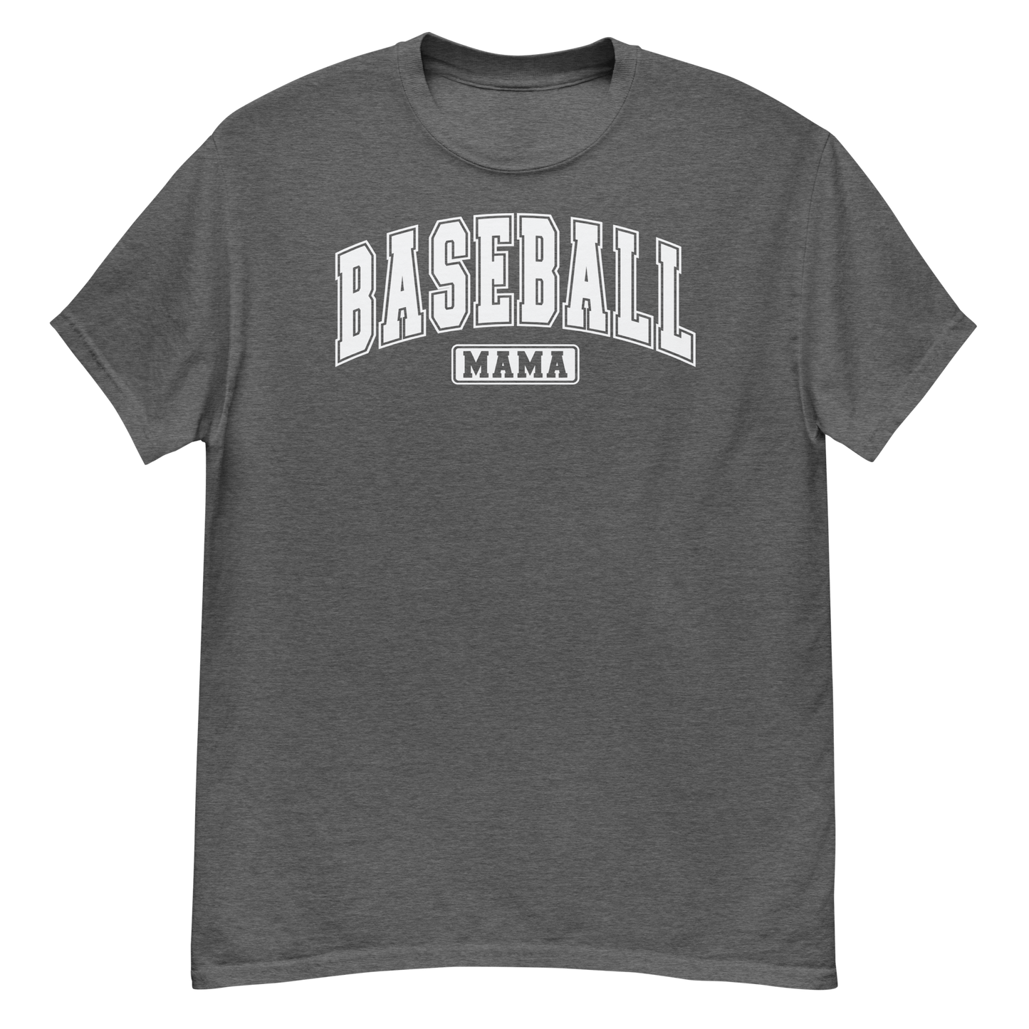 Varsity Style Baseball Mama Shirt - White Text Dark Heather / S Spirit Gear Collective T-Shirt