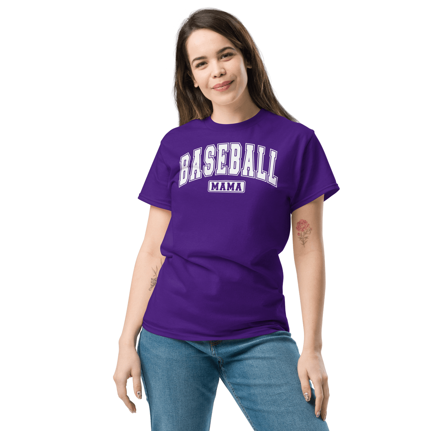 Varsity Style Baseball Mama Shirt - White Text Spirit Gear Collective T-Shirt