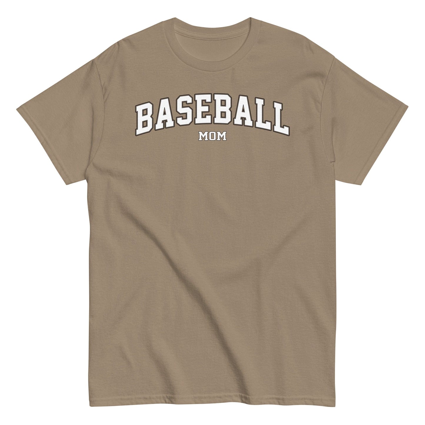 Varsity Style Baseball Mom Shirt - White Text Brown Savana / S Spirit Gear Collective T-Shirt
