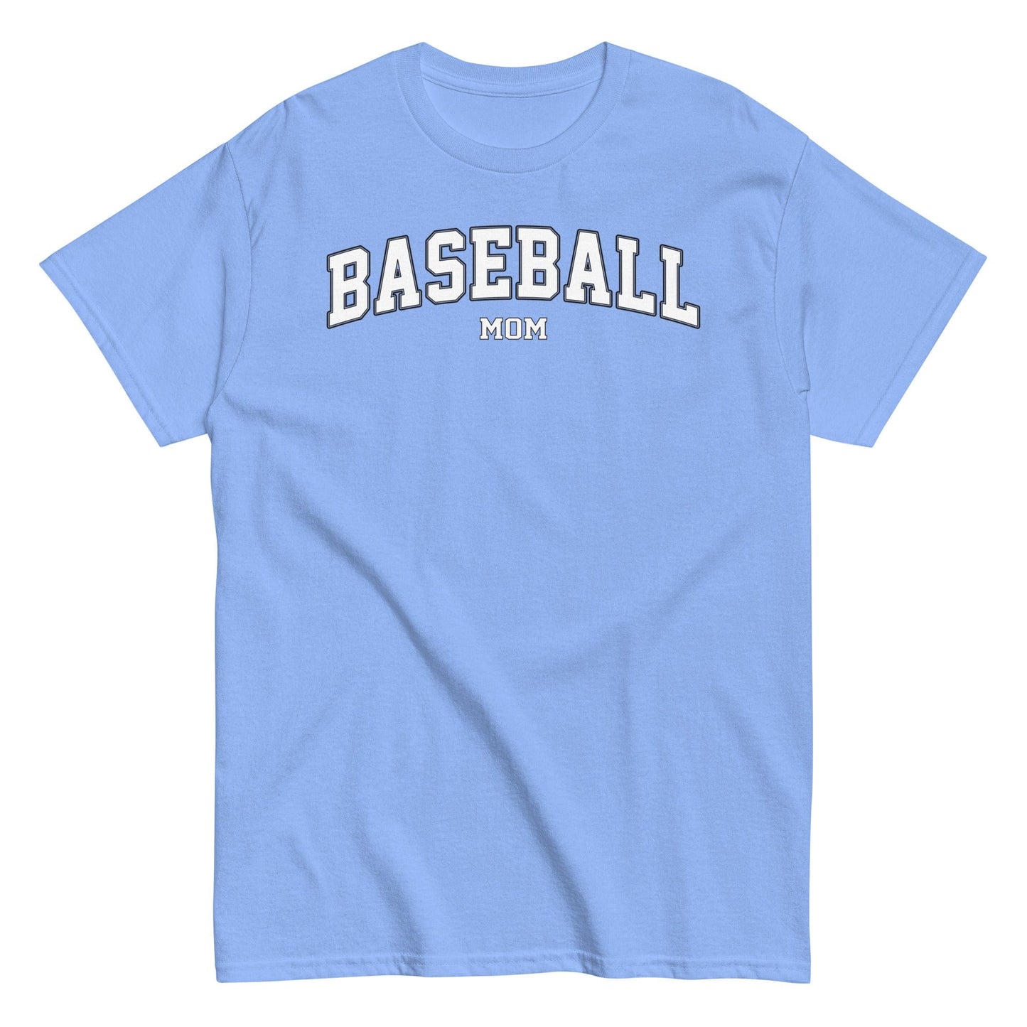 Varsity Style Baseball Mom Shirt - White Text Carolina Blue / S Spirit Gear Collective T-Shirt