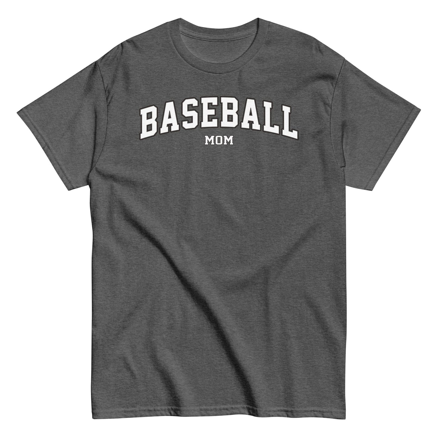 Varsity Style Baseball Mom Shirt - White Text Dark Heather / S Spirit Gear Collective T-Shirt