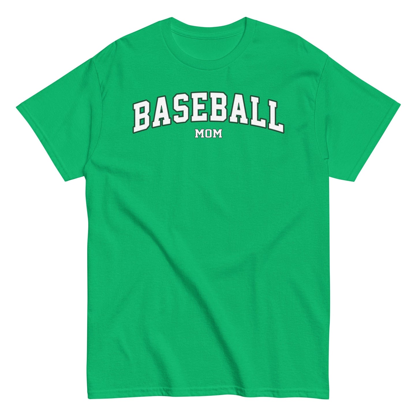 Varsity Style Baseball Mom Shirt - White Text Irish Green / S Spirit Gear Collective T-Shirt