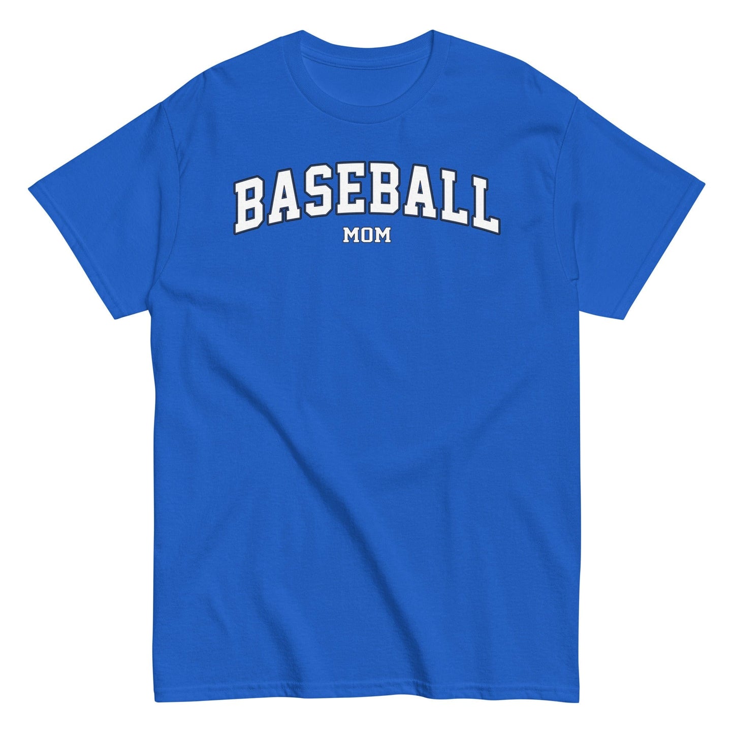 Varsity Style Baseball Mom Shirt - White Text Royal / S Spirit Gear Collective T-Shirt