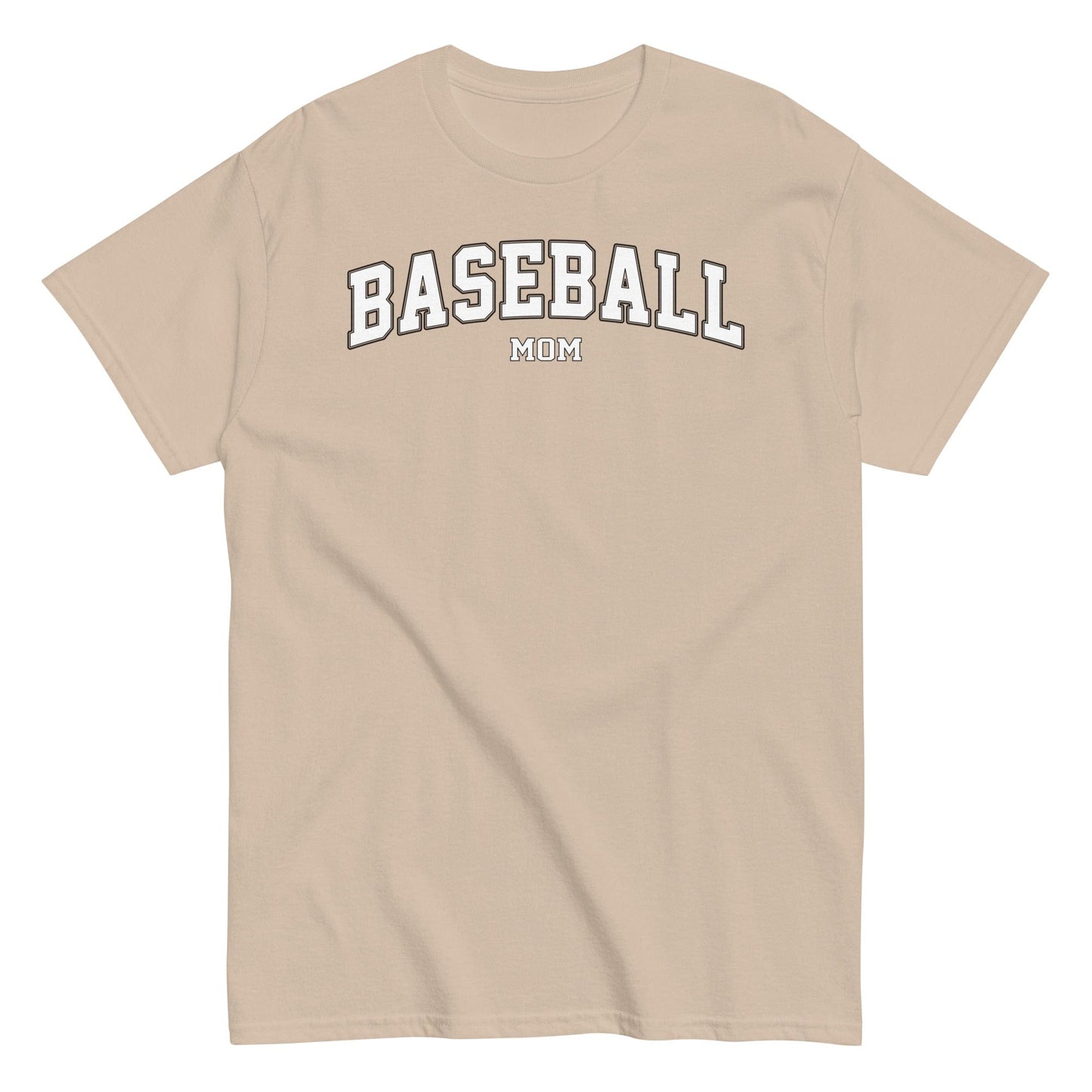 Varsity Style Baseball Mom Shirt - White Text Sand / S Spirit Gear Collective T-Shirt