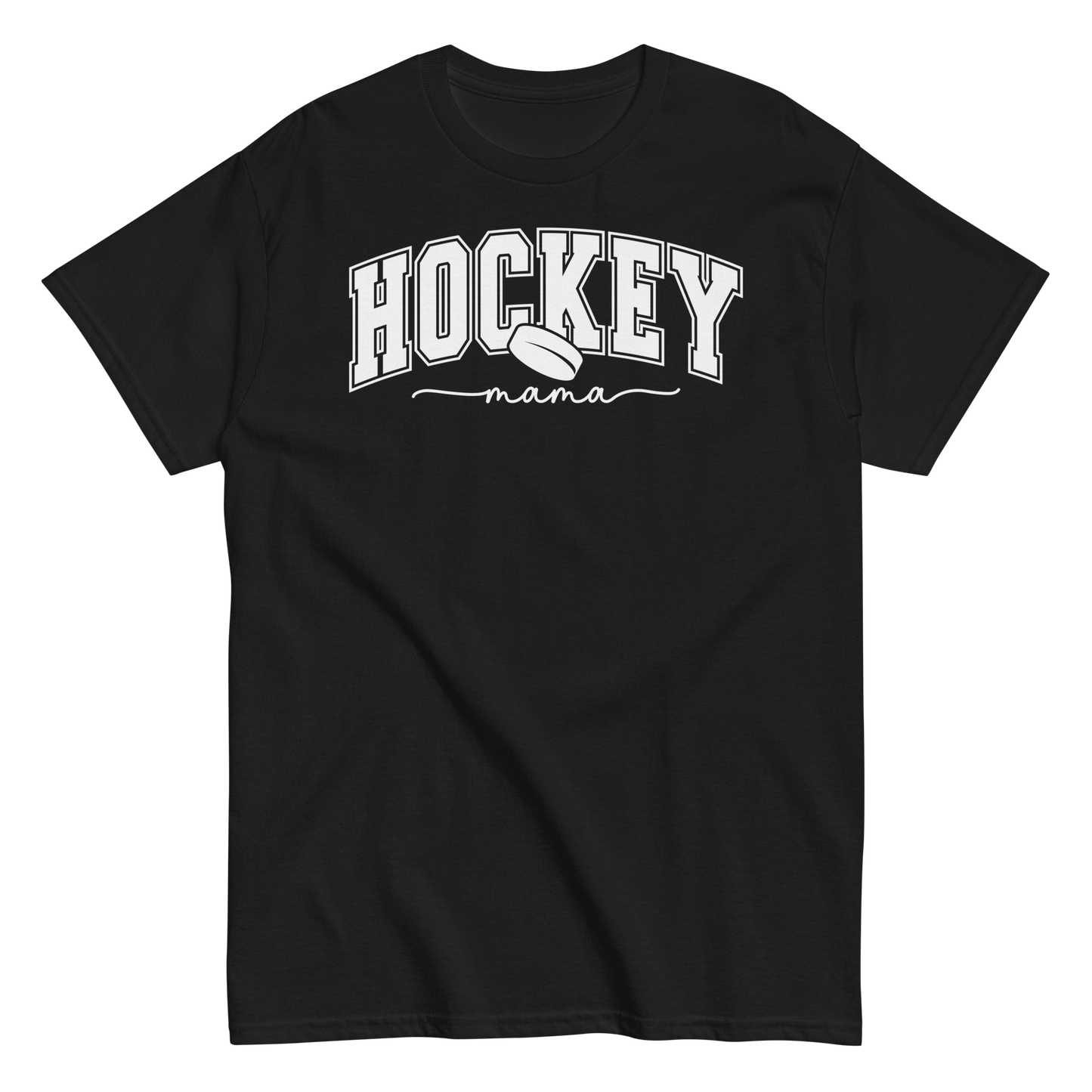 Varsity Style Hockey Mama Shirt - White Text Black / S Spirit Gear Collective T-Shirt