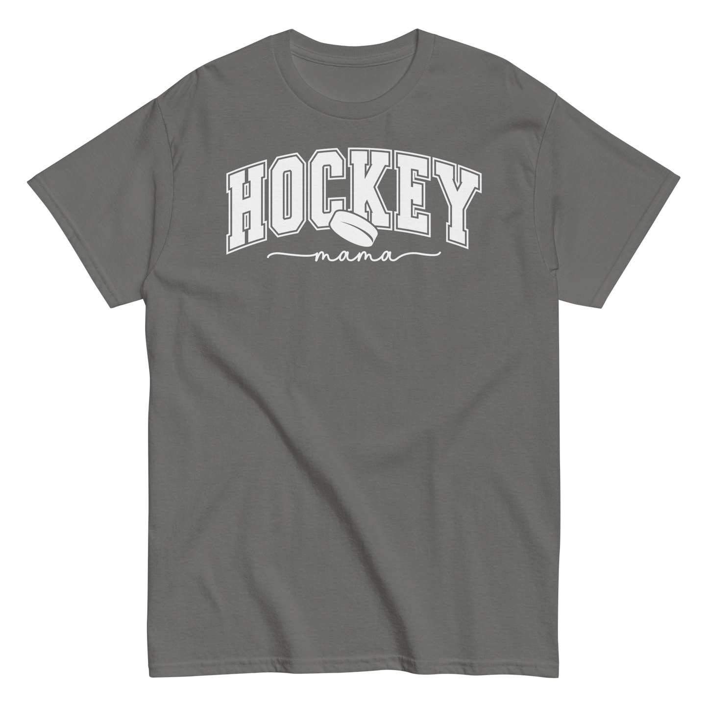 Varsity Style Hockey Mama Shirt - White Text Charcoal / S Spirit Gear Collective T-Shirt