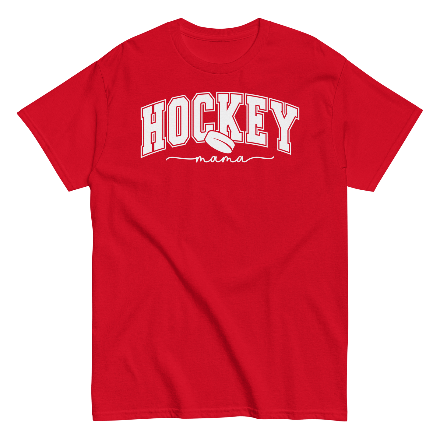 Varsity Style Hockey Mama Shirt - White Text Red / S Spirit Gear Collective T-Shirt