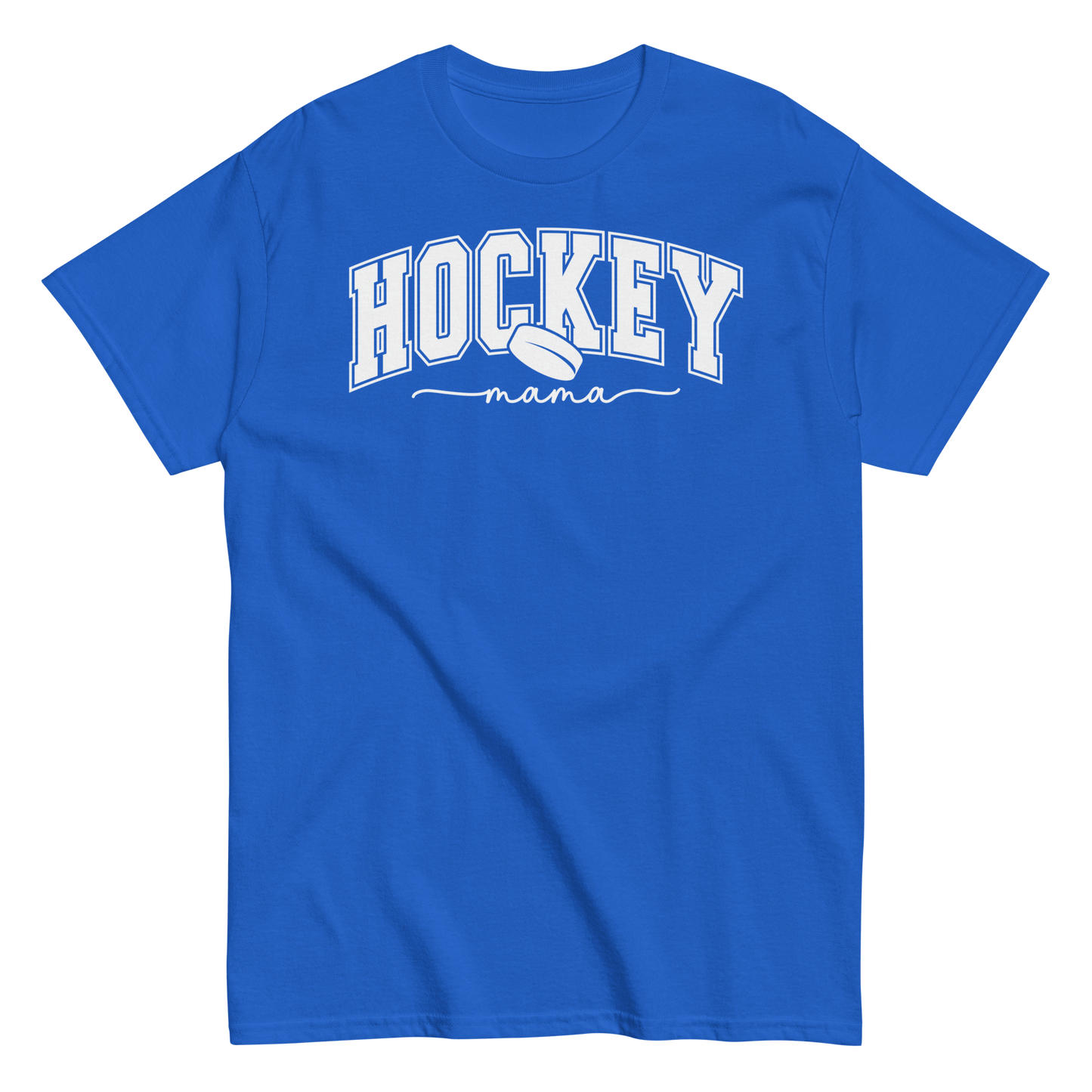 Varsity Style Hockey Mama Shirt - White Text Royal / S Spirit Gear Collective T-Shirt