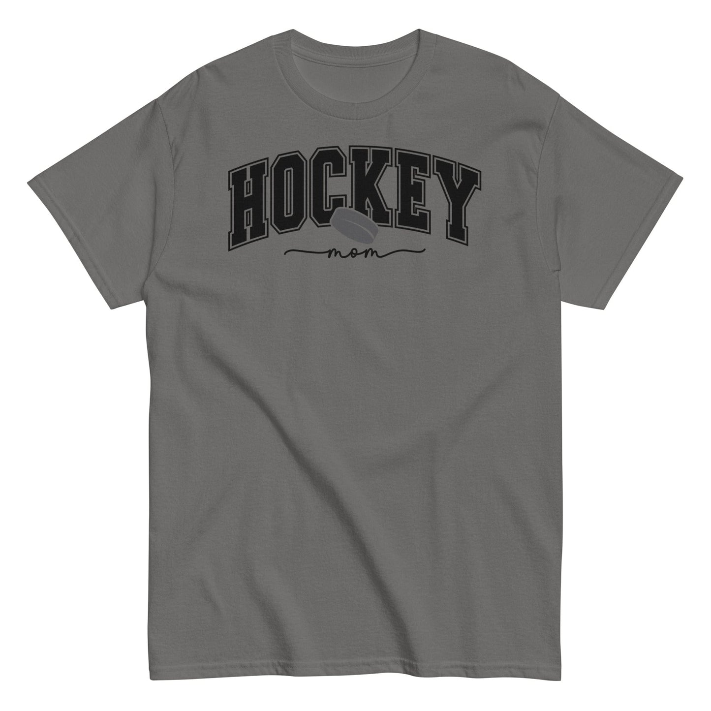 Varsity Style Hockey Mom Shirt - Black Text Charcoal / S Spirit Gear Collective T-Shirt