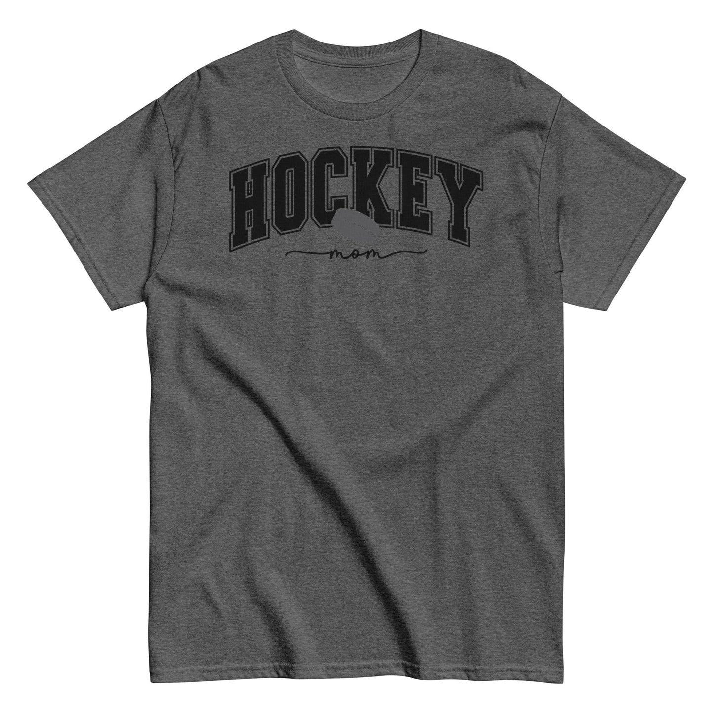 Varsity Style Hockey Mom Shirt - Black Text Dark Heather / S Spirit Gear Collective T-Shirt