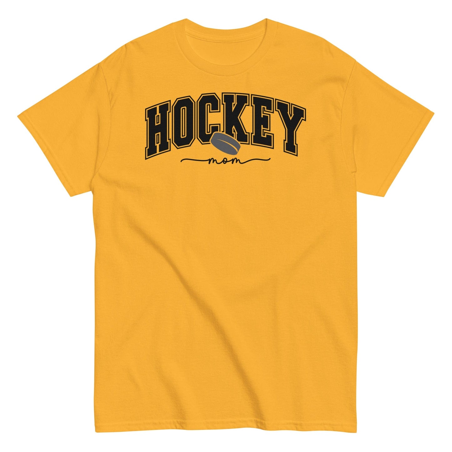 Varsity Style Hockey Mom Shirt - Black Text Gold / S Spirit Gear Collective T-Shirt