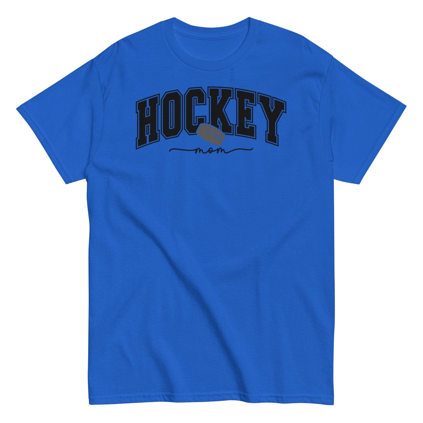 Varsity Style Hockey Mom Shirt - Black Text Royal / S Spirit Gear Collective T-Shirt