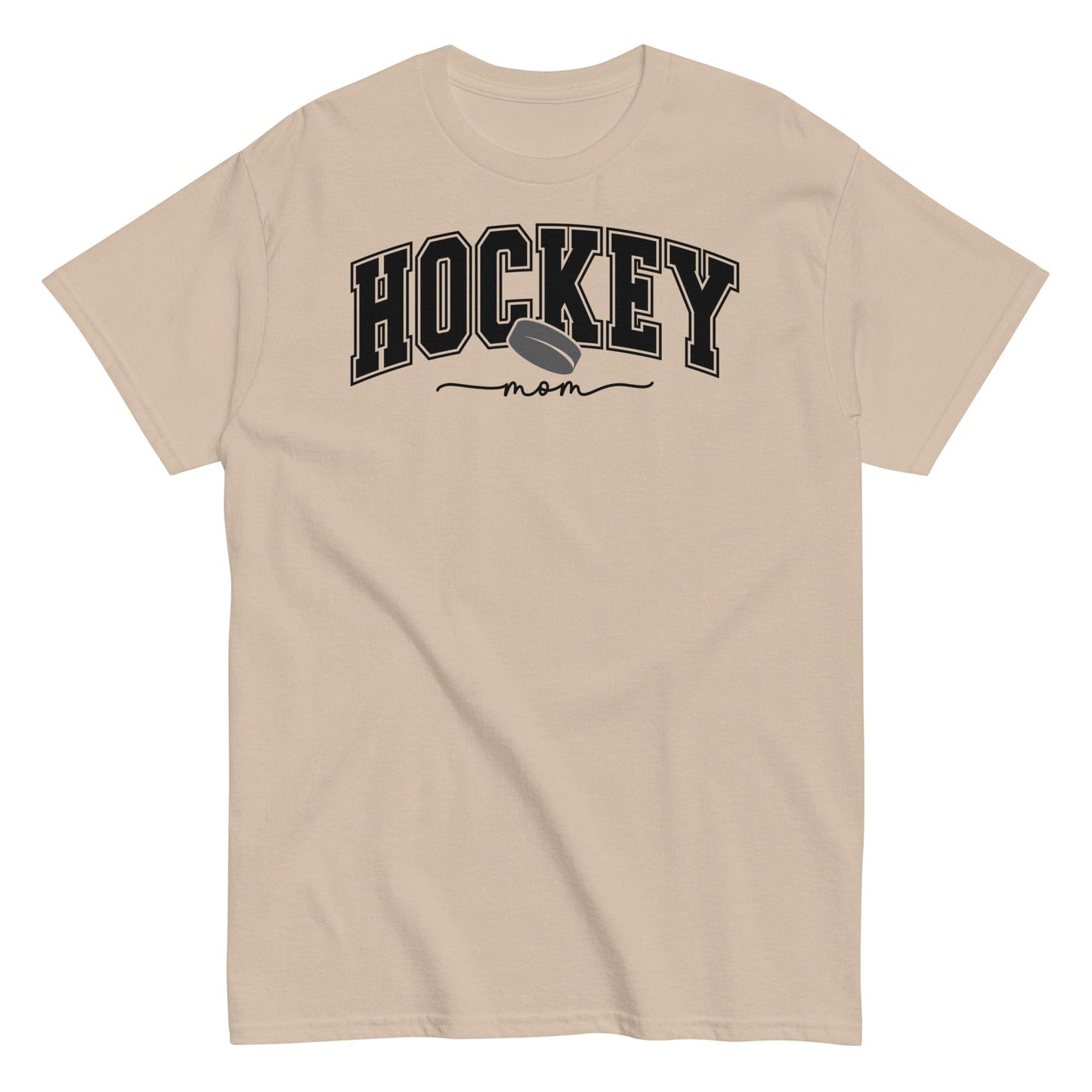 Varsity Style Hockey Mom Shirt - Black Text Sand / S Spirit Gear Collective T-Shirt