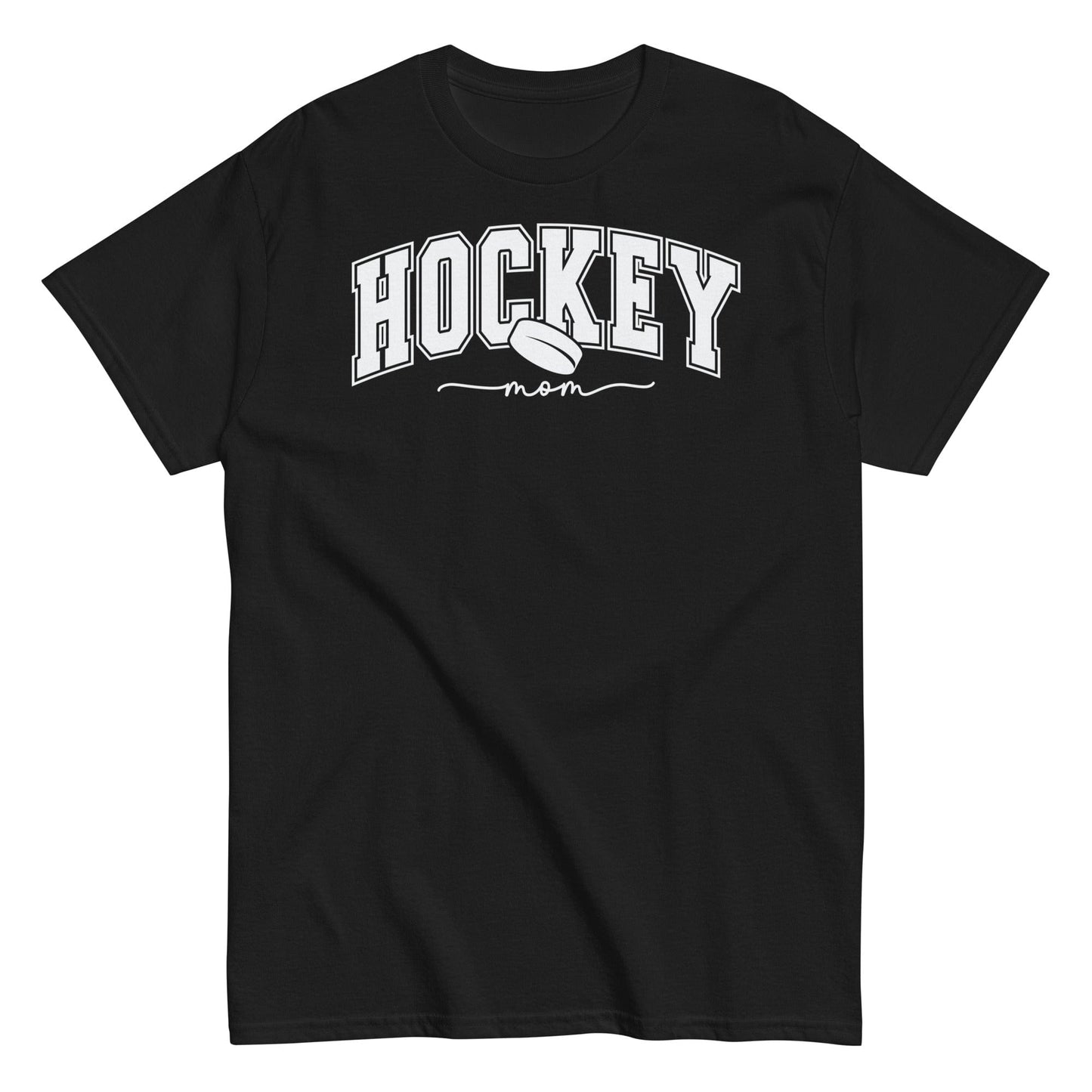 Varsity Style Hockey Mom Shirt - White Text Black / S Spirit Gear Collective T-Shirt