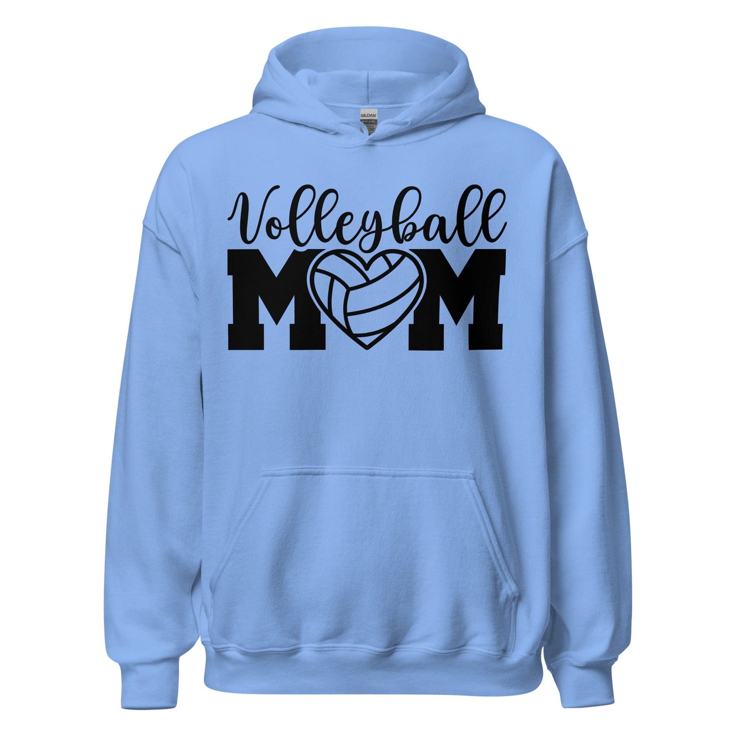 Volleyball MOM Bold Hoodie with Heart Design Carolina Blue / S Spirit Gear Collective Hoodie