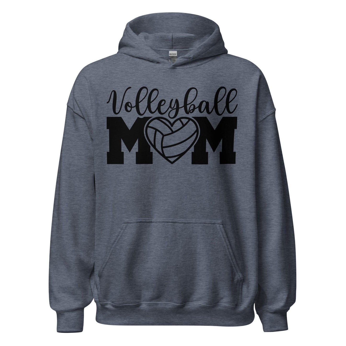 Volleyball MOM Bold Hoodie with Heart Design Heather Sport Dark Navy / S Spirit Gear Collective Hoodie