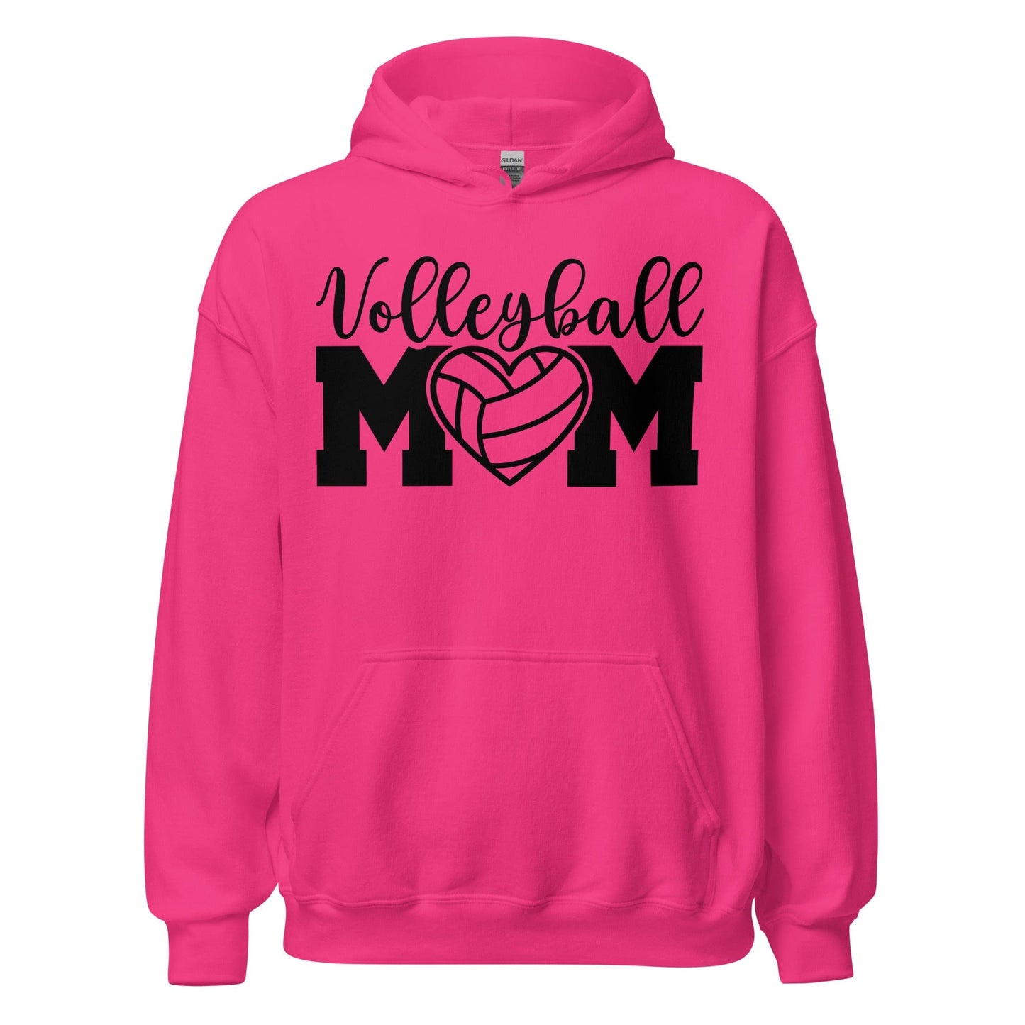 Volleyball MOM Bold Hoodie with Heart Design Heliconia / S Spirit Gear Collective Hoodie