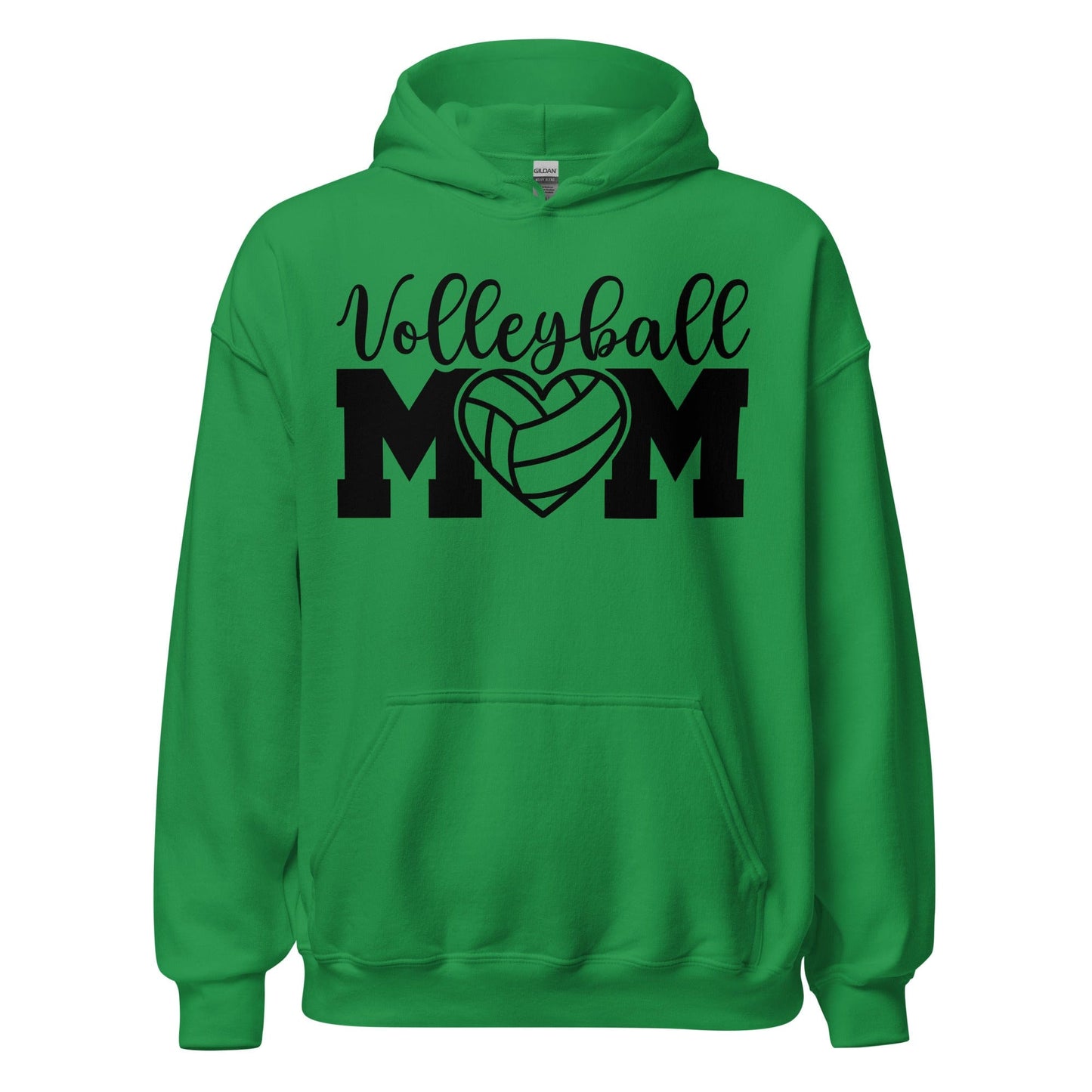 Volleyball MOM Bold Hoodie with Heart Design Irish Green / S Spirit Gear Collective Hoodie