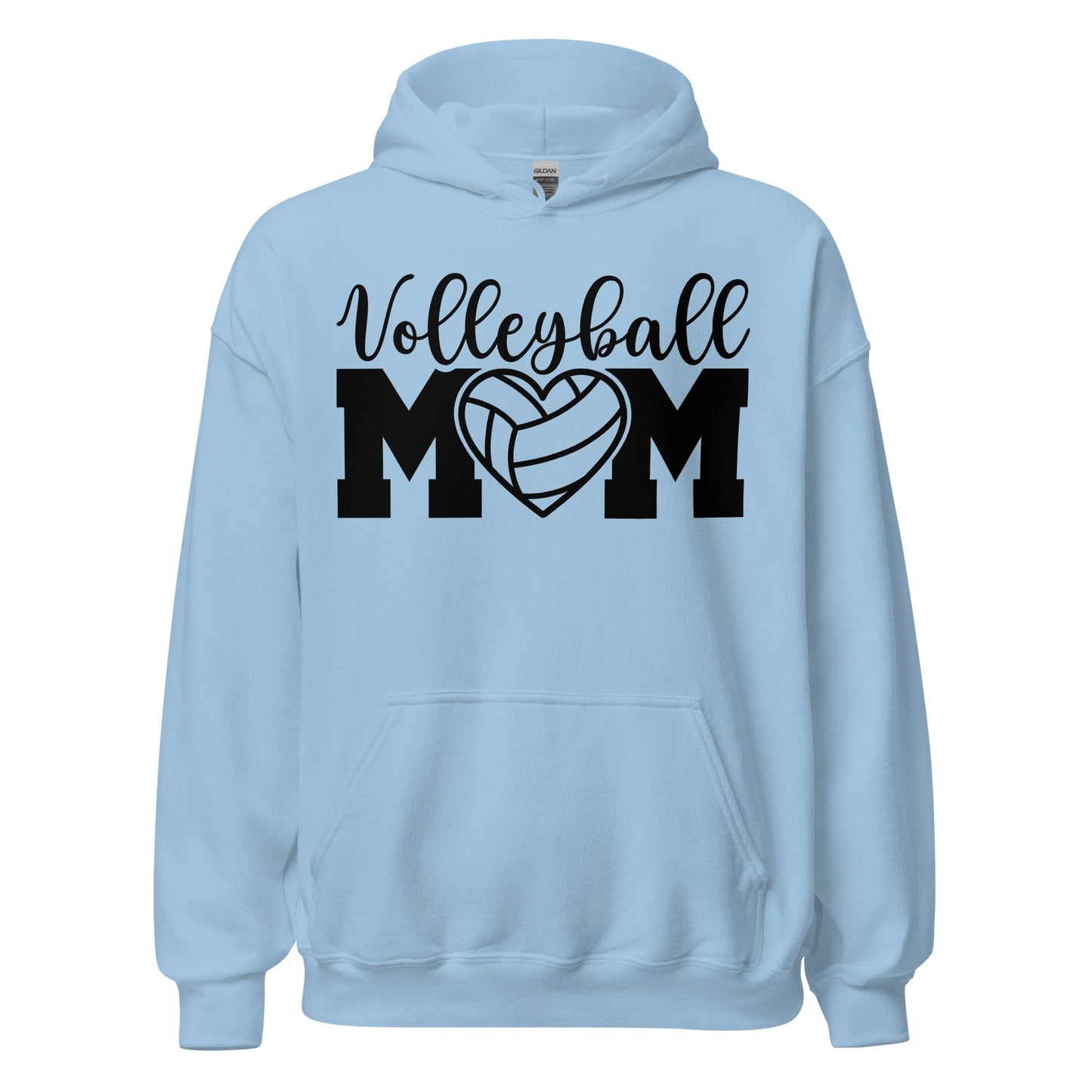 Volleyball MOM Bold Hoodie with Heart Design Light Blue / S Spirit Gear Collective Hoodie
