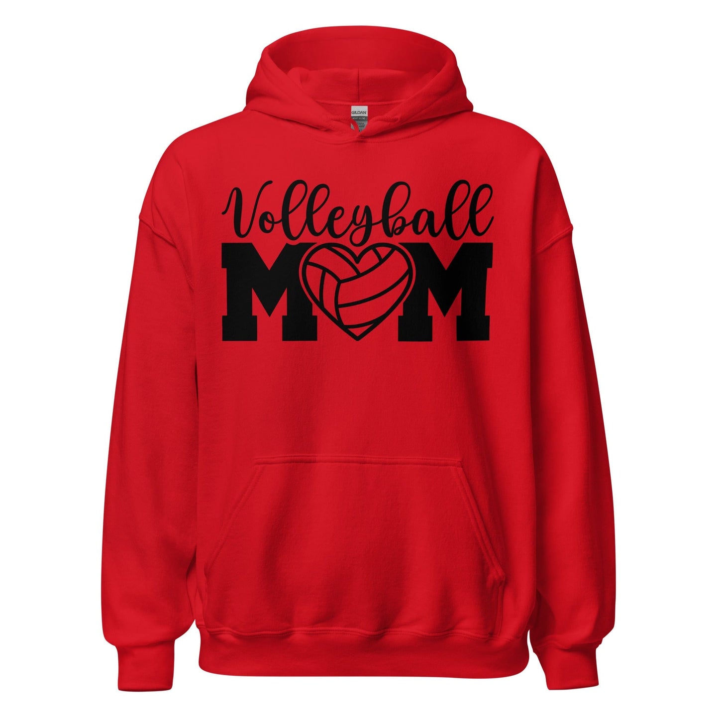 Volleyball MOM Bold Hoodie with Heart Design Red / S Spirit Gear Collective Hoodie