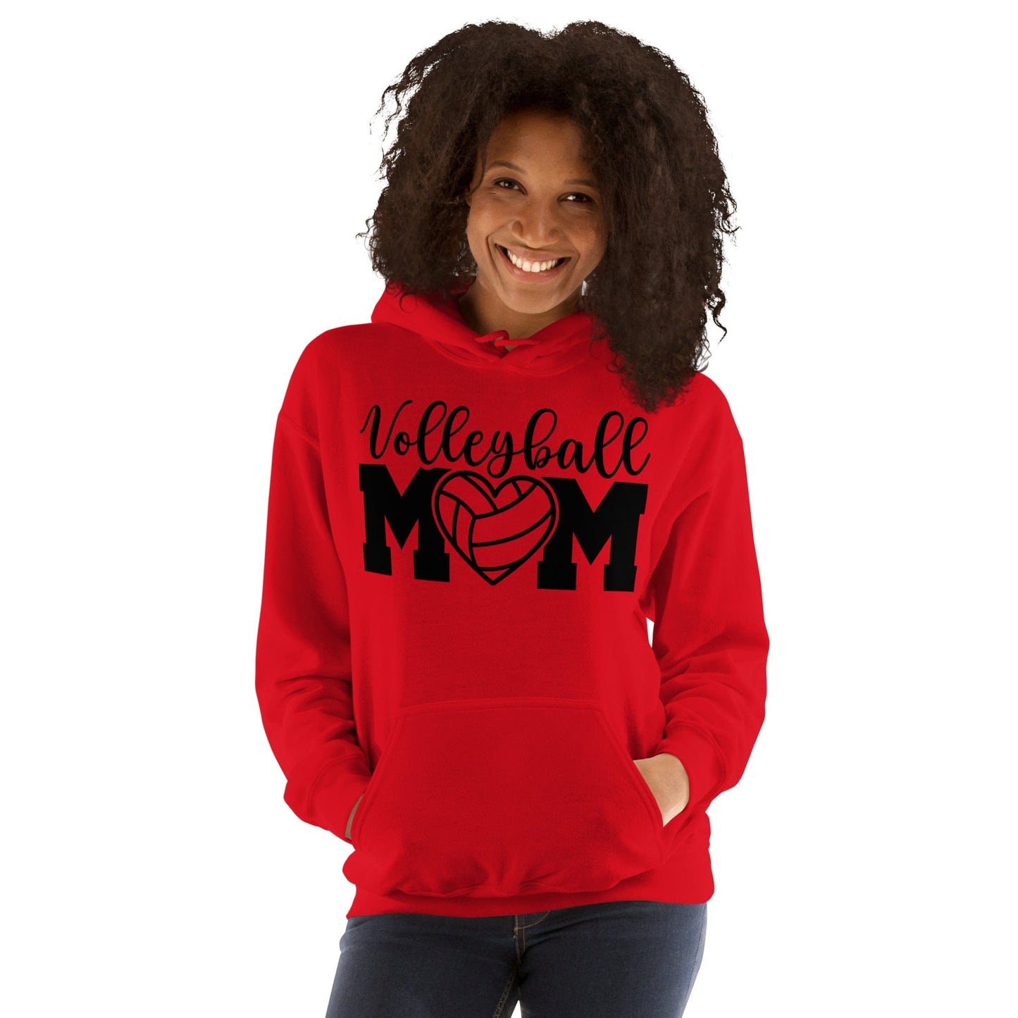 Volleyball MOM Bold Hoodie with Heart Design Spirit Gear Collective Hoodie
