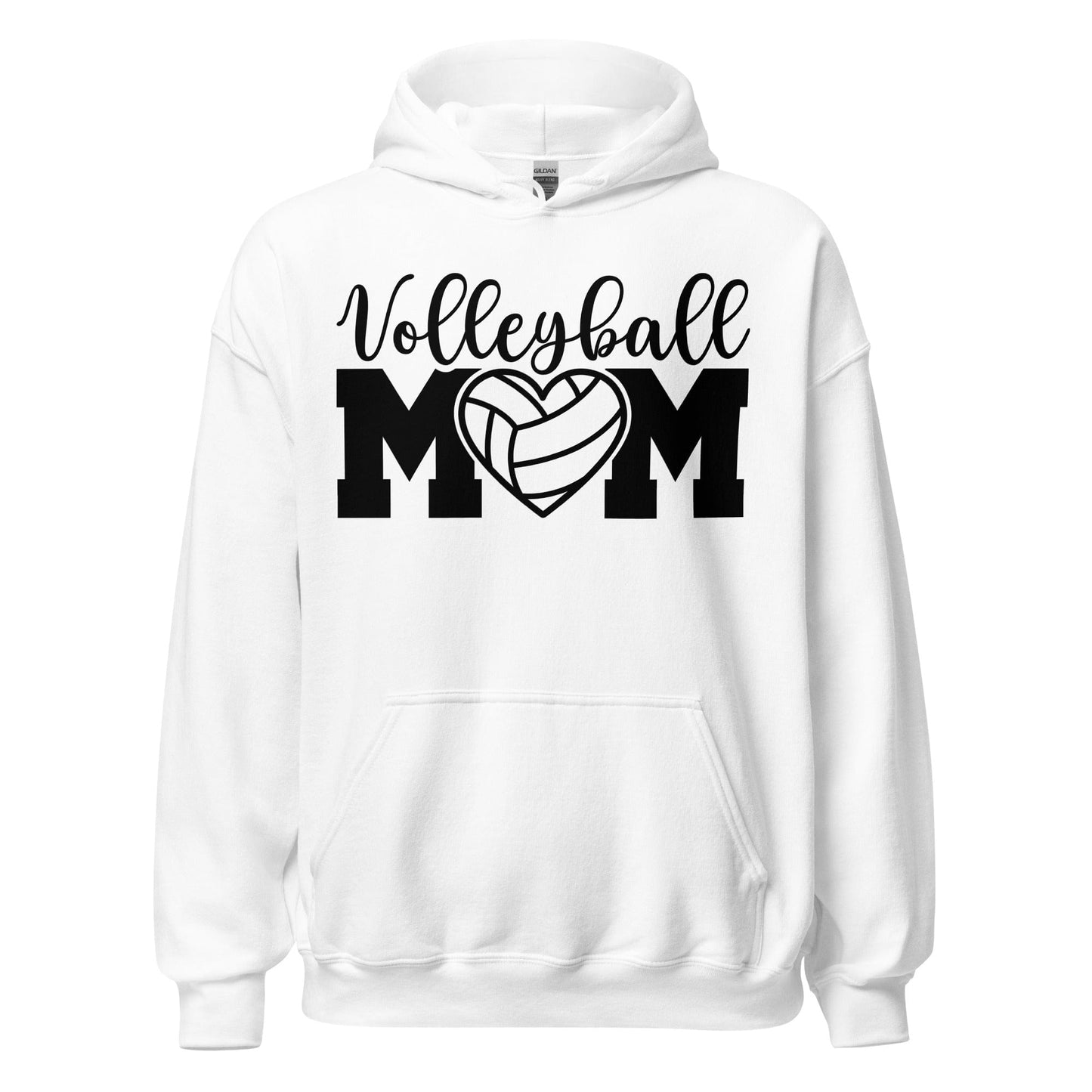 Volleyball MOM Bold Hoodie with Heart Design White / S Spirit Gear Collective Hoodie