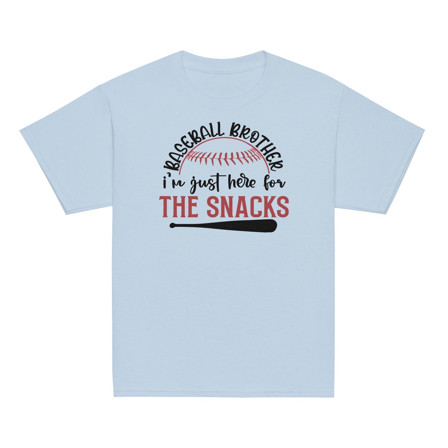 Baseball Brother Here for the Snacks Shirt – Funny Baseball Sibling Tee Light Blue / XS Spirit Gear Collective Baseball Brother Shirt