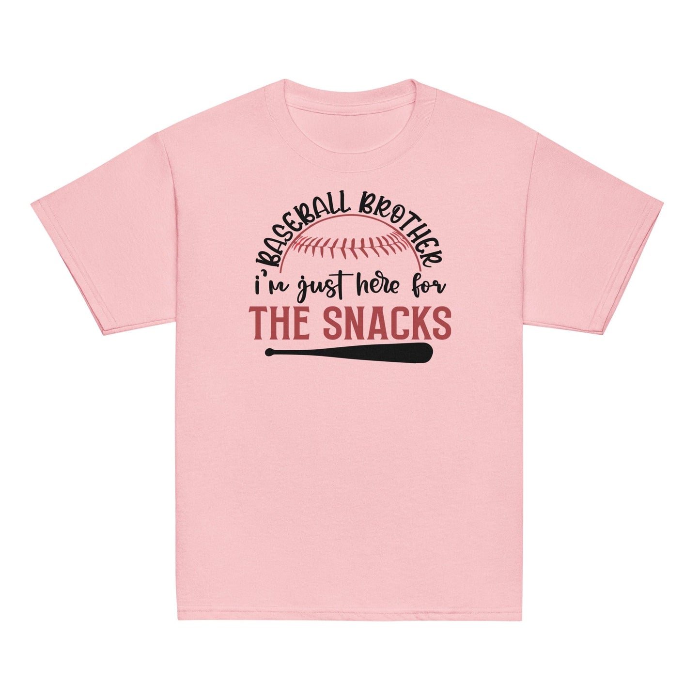 Baseball Brother Here for the Snacks Shirt – Funny Baseball Sibling Tee Light Pink / XS Spirit Gear Collective Baseball Brother Shirt