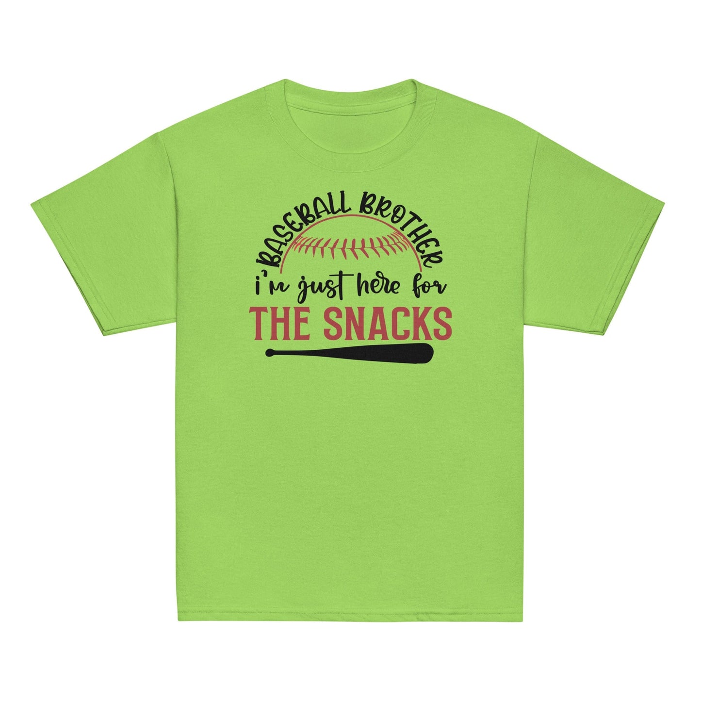 Baseball Brother Here for the Snacks Shirt – Funny Baseball Sibling Tee Lime / XS Spirit Gear Collective Baseball Brother Shirt