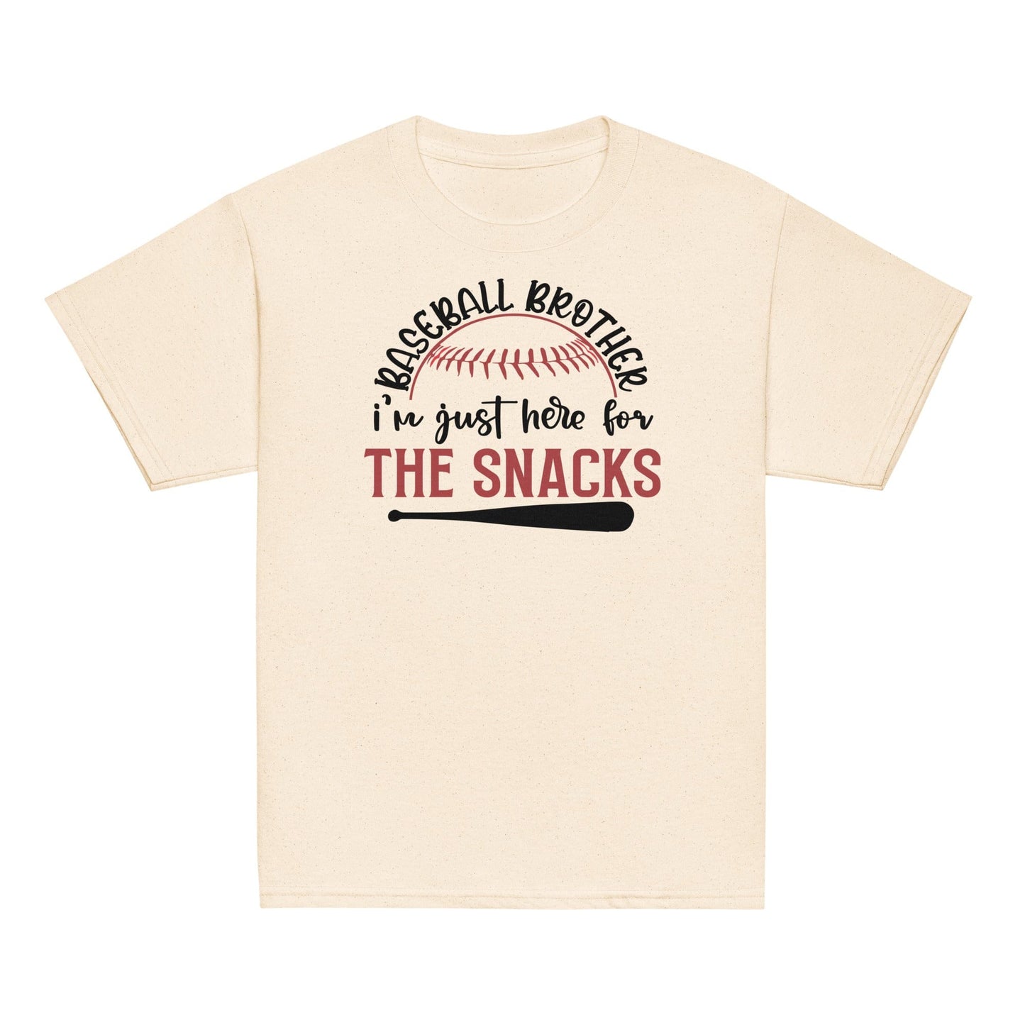 Baseball Brother Here for the Snacks Shirt – Funny Baseball Sibling Tee Natural / XS Spirit Gear Collective Baseball Brother Shirt