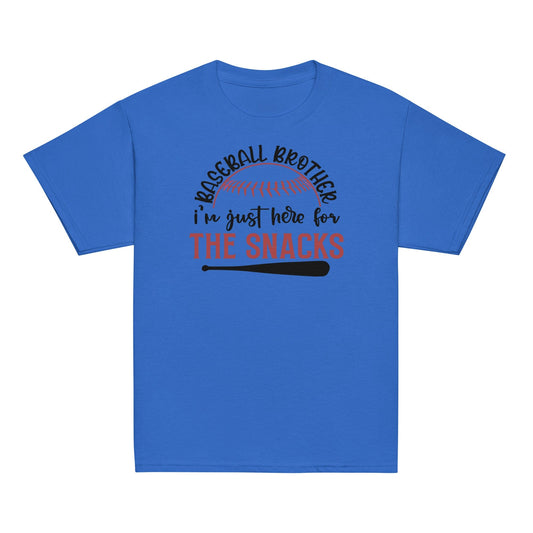 Baseball Brother Here for the Snacks Shirt – Funny Baseball Sibling Tee Royal / XS Spirit Gear Collective Baseball Brother Shirt