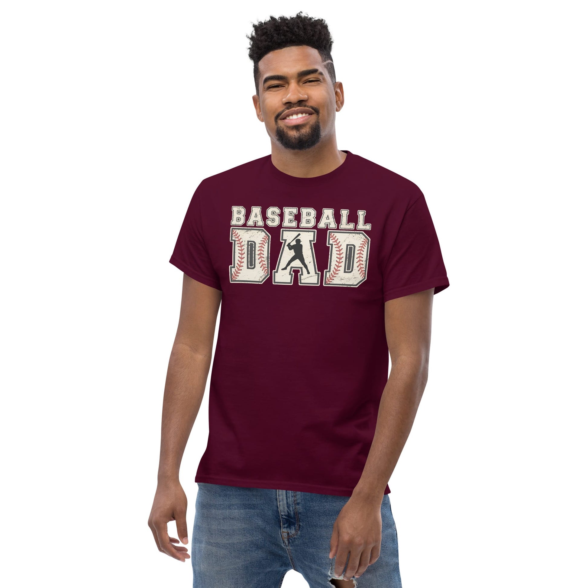 Baseball Dad Graphic T-Shirt – Vintage Baseball Stitch Design Tee Spirit Gear Collective T-Shirt