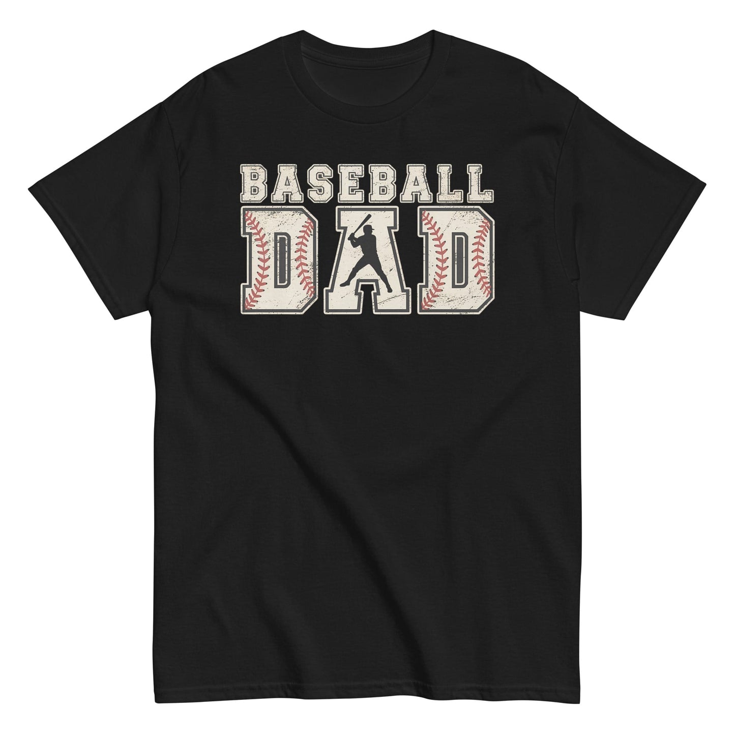 Baseball Dad Graphic T-Shirt – Vintage Baseball Stitch Design Tee Black / S Spirit Gear Collective T-Shirt
