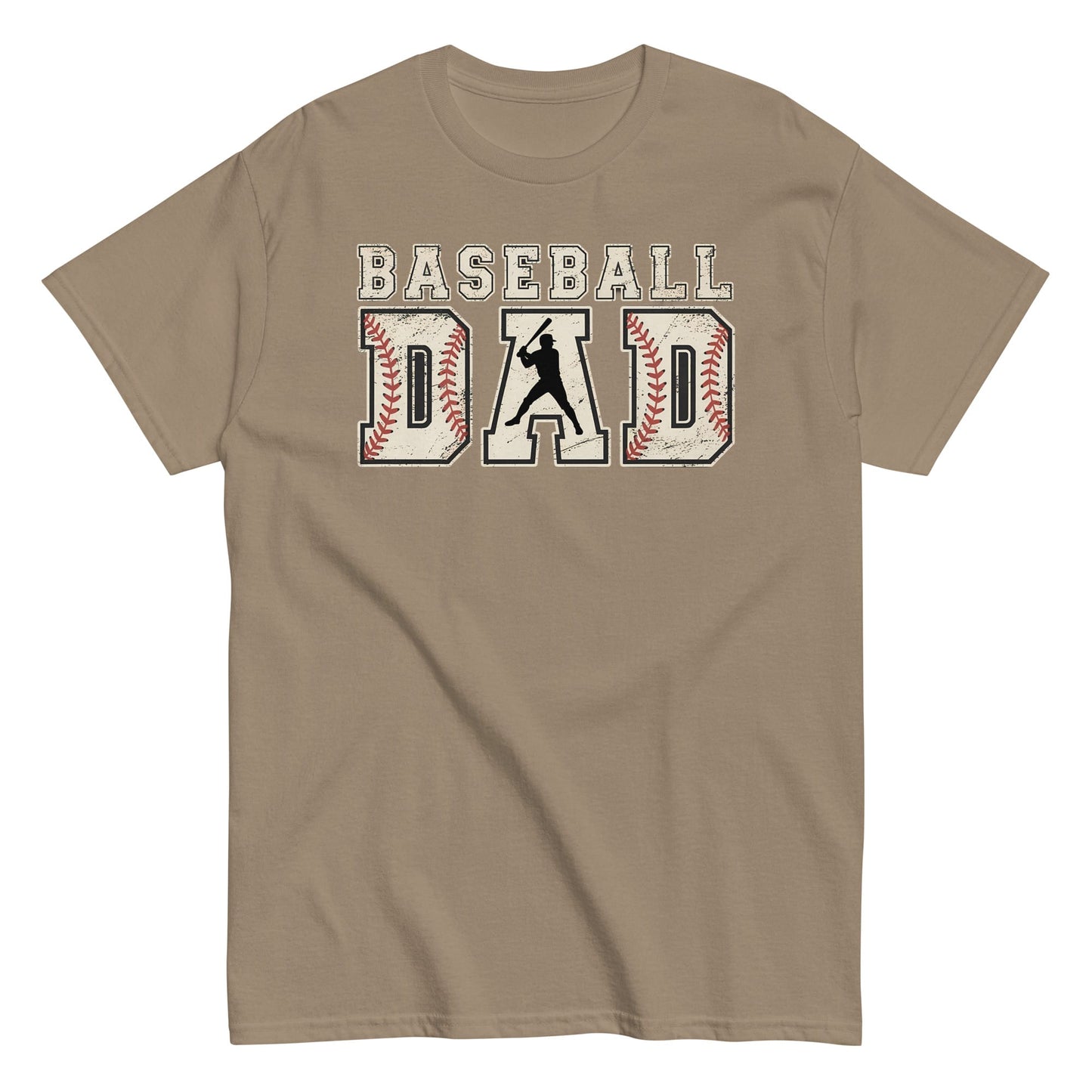 Baseball Dad Graphic T-Shirt – Vintage Baseball Stitch Design Tee Brown Savana / S Spirit Gear Collective T-Shirt