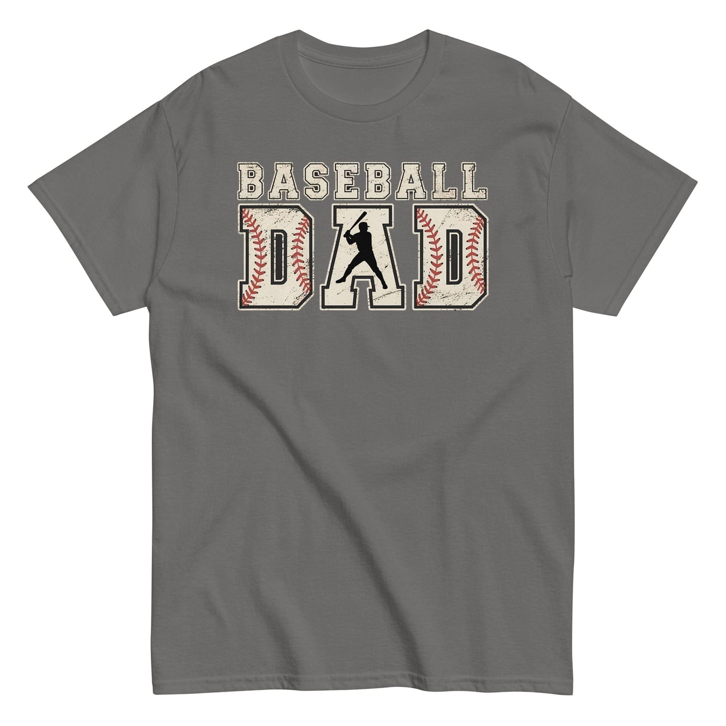 Baseball Dad Graphic T-Shirt – Vintage Baseball Stitch Design Tee Charcoal / S Spirit Gear Collective T-Shirt