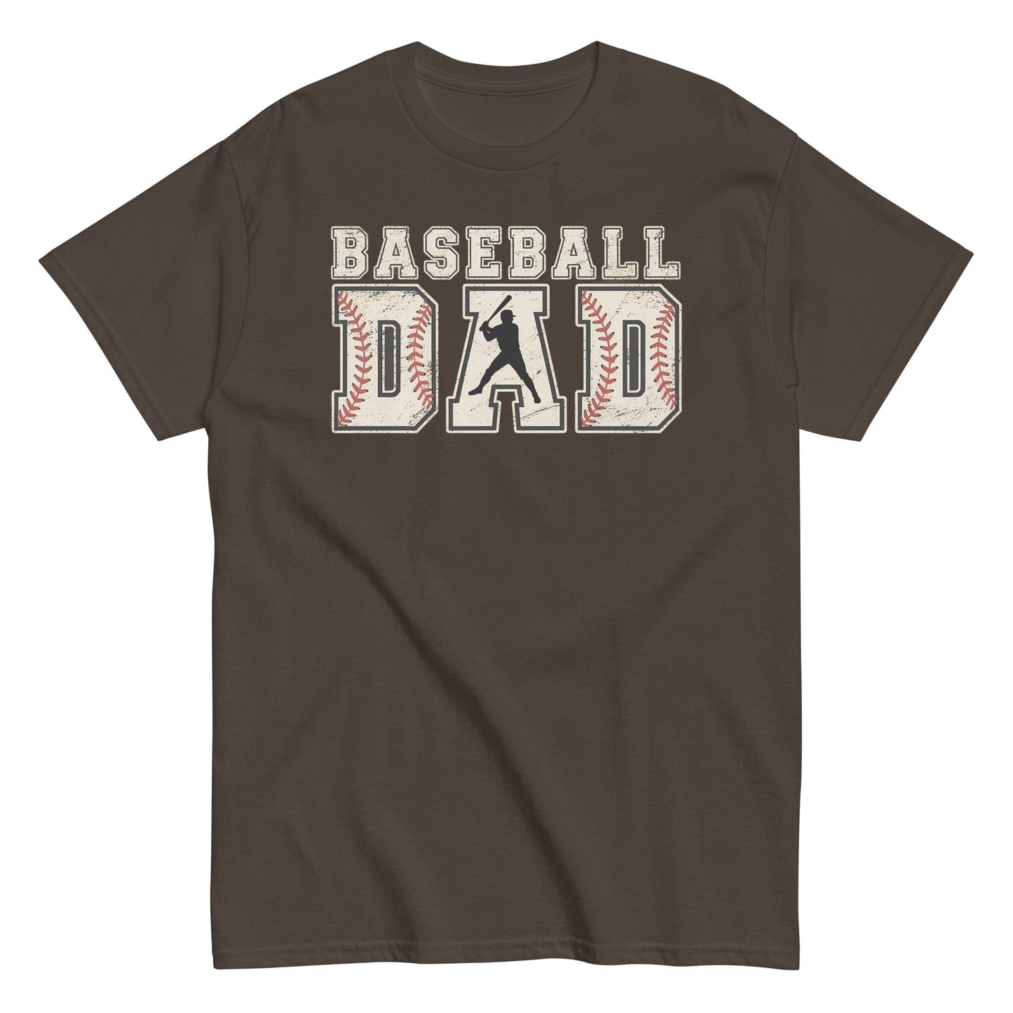 Baseball Dad Graphic T-Shirt – Vintage Baseball Stitch Design Tee Dark Chocolate / S Spirit Gear Collective T-Shirt