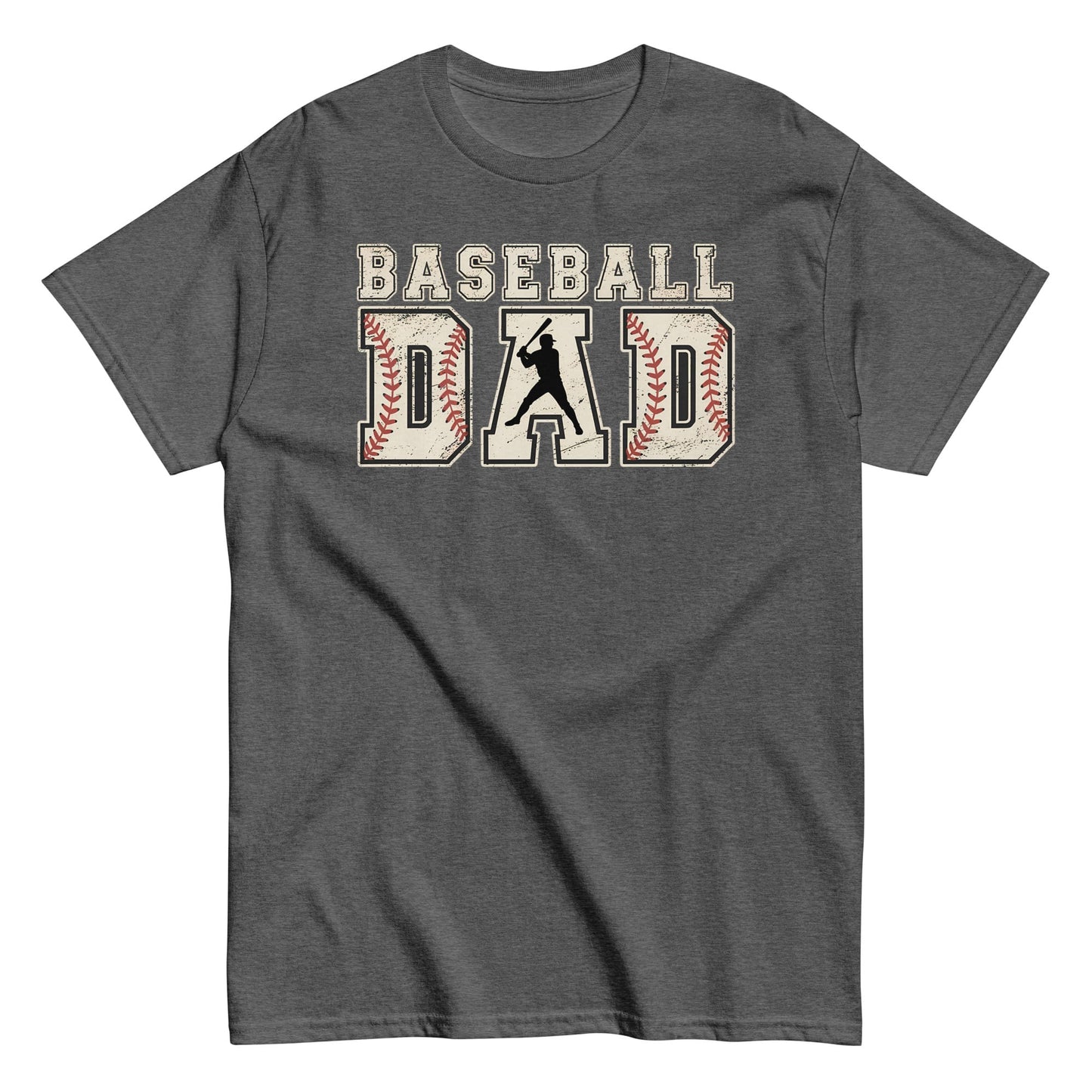 Baseball Dad Graphic T-Shirt – Vintage Baseball Stitch Design Tee Dark Heather / S Spirit Gear Collective T-Shirt