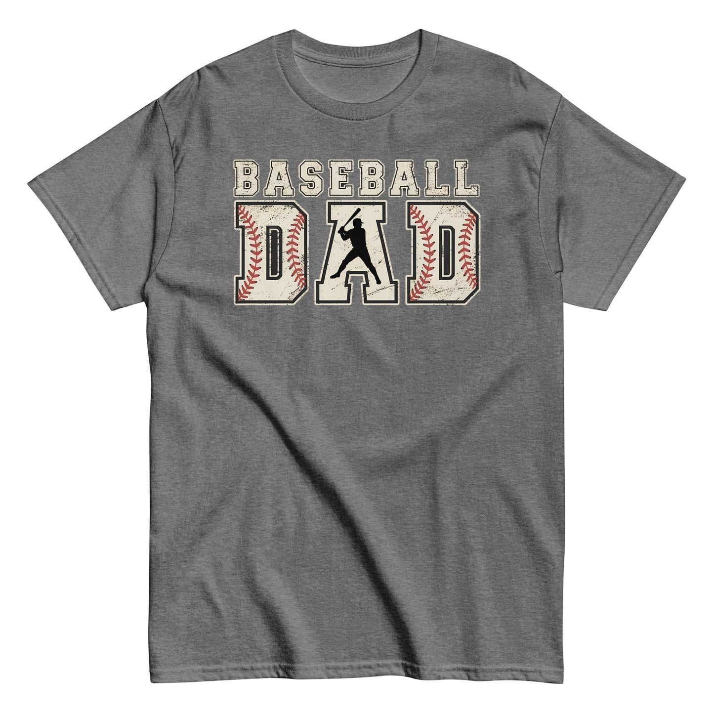 Baseball Dad Graphic T-Shirt – Vintage Baseball Stitch Design Tee Graphite Heather / S Spirit Gear Collective T-Shirt