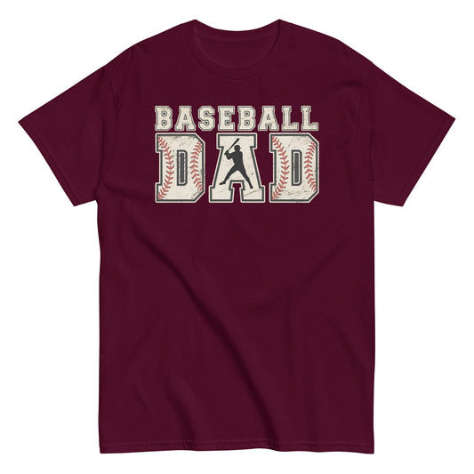 Baseball Dad Graphic T-Shirt – Vintage Baseball Stitch Design Tee Maroon / S Spirit Gear Collective T-Shirt