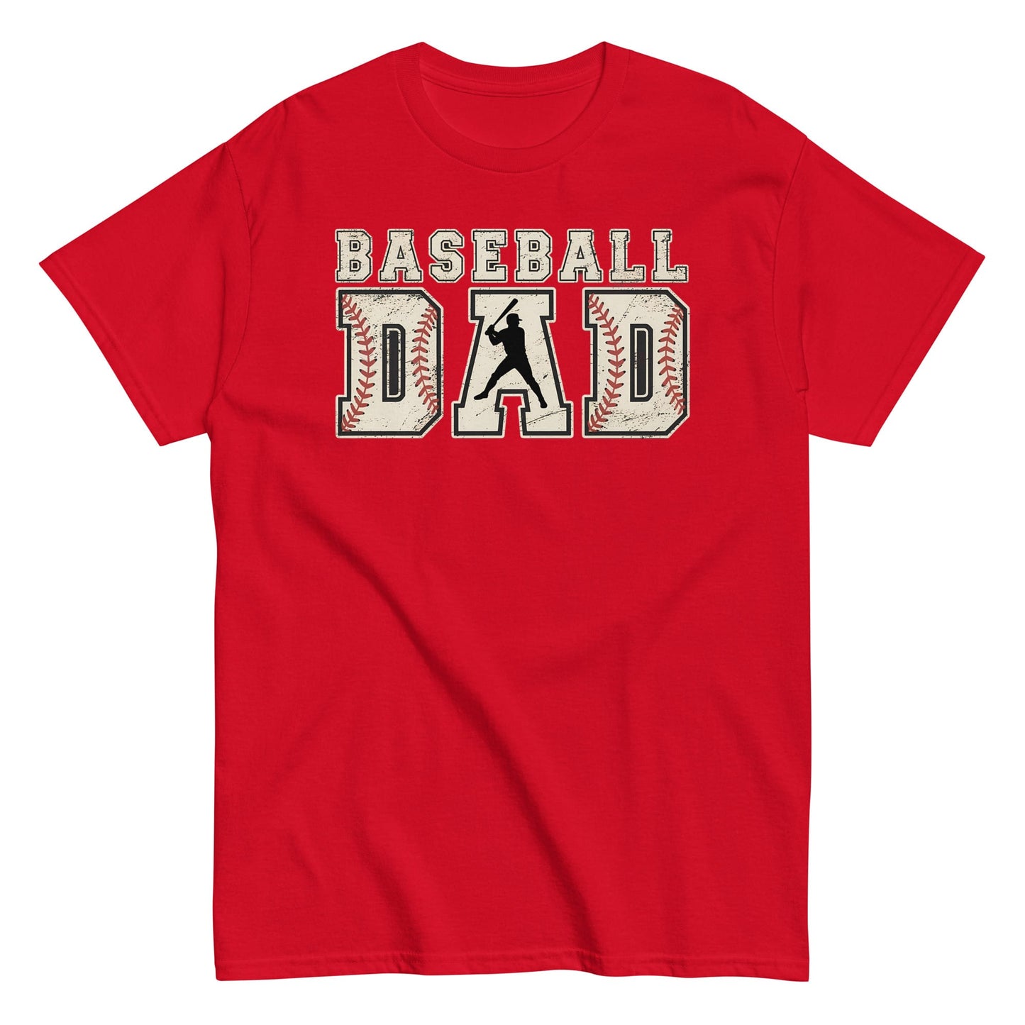 Baseball Dad Graphic T-Shirt – Vintage Baseball Stitch Design Tee Red / S Spirit Gear Collective T-Shirt