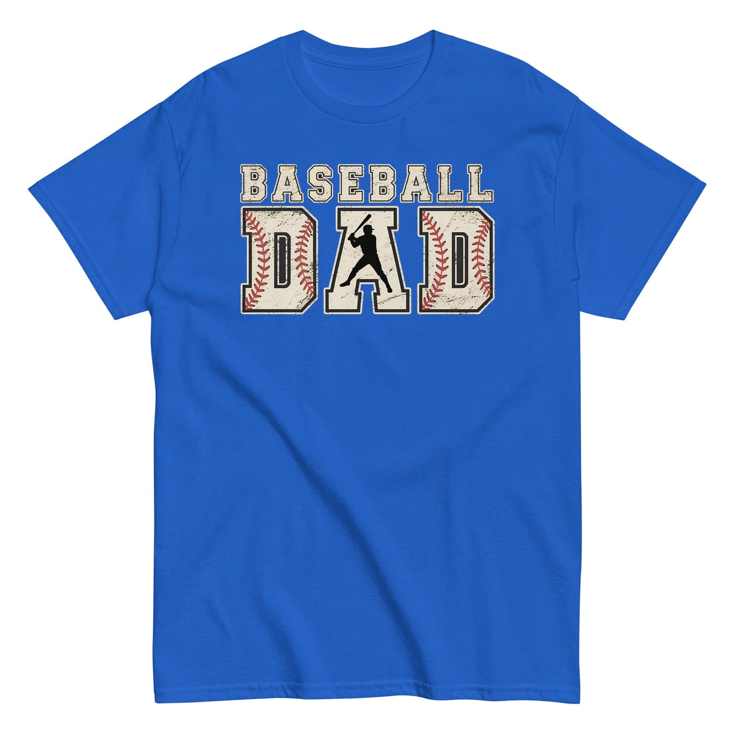 Baseball Dad Graphic T-Shirt – Vintage Baseball Stitch Design Tee Royal / S Spirit Gear Collective T-Shirt