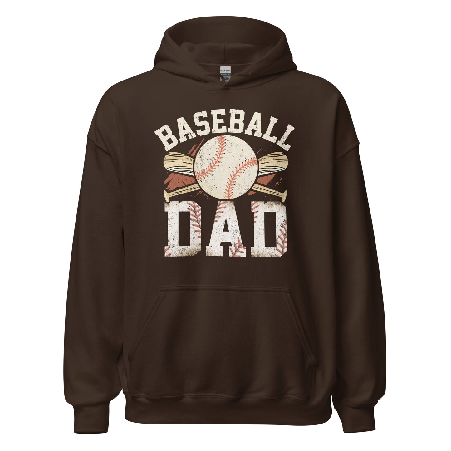 Baseball Dad Hoodie | Baseball Dad Graphic Hooded Sweatshirt Dark Chocolate / S Spirit Gear Collective Hoodie