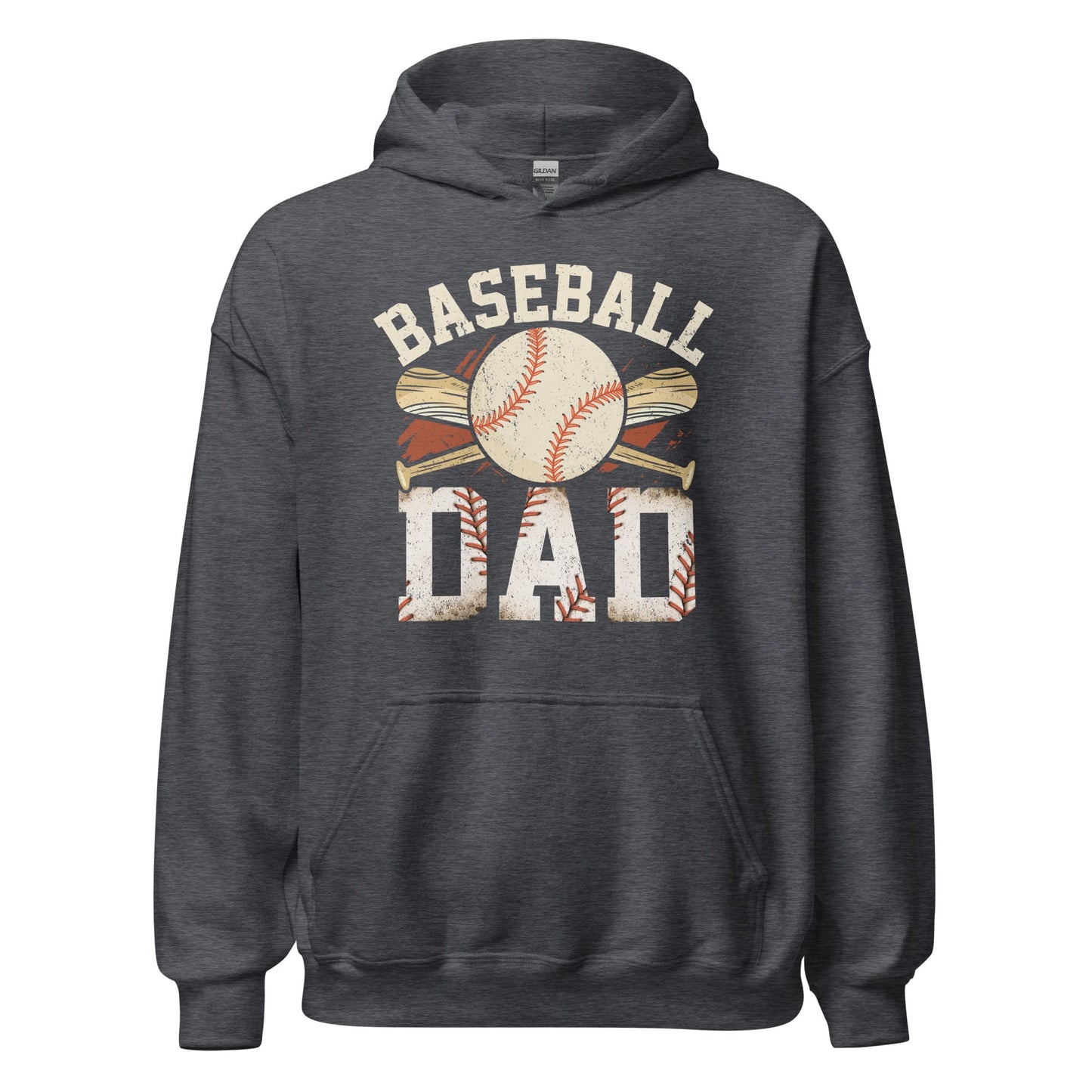 Baseball Dad Hoodie | Baseball Dad Graphic Hooded Sweatshirt Dark Heather / S Spirit Gear Collective Hoodie