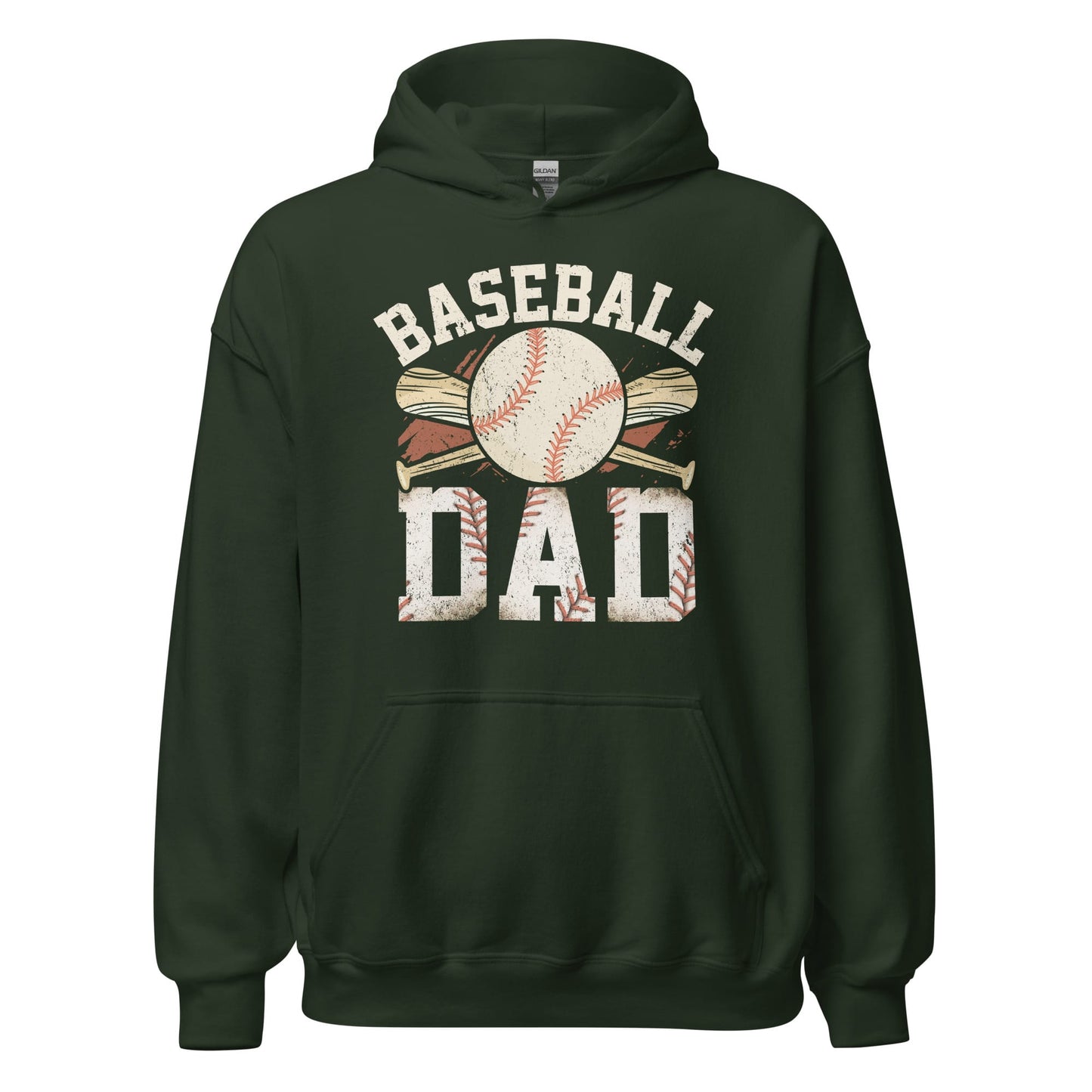 Baseball Dad Hoodie | Baseball Dad Graphic Hooded Sweatshirt Forest Green / S Spirit Gear Collective Hoodie
