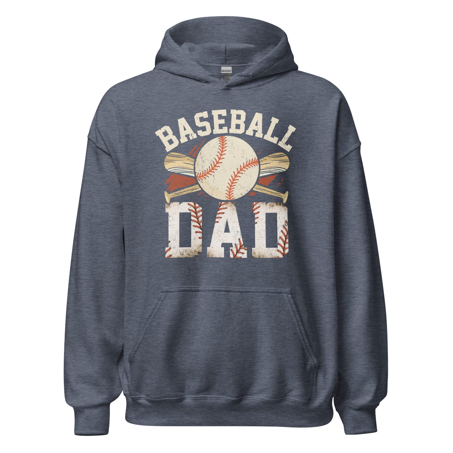 Baseball Dad Hoodie | Baseball Dad Graphic Hooded Sweatshirt Heather Sport Dark Navy / S Spirit Gear Collective Hoodie